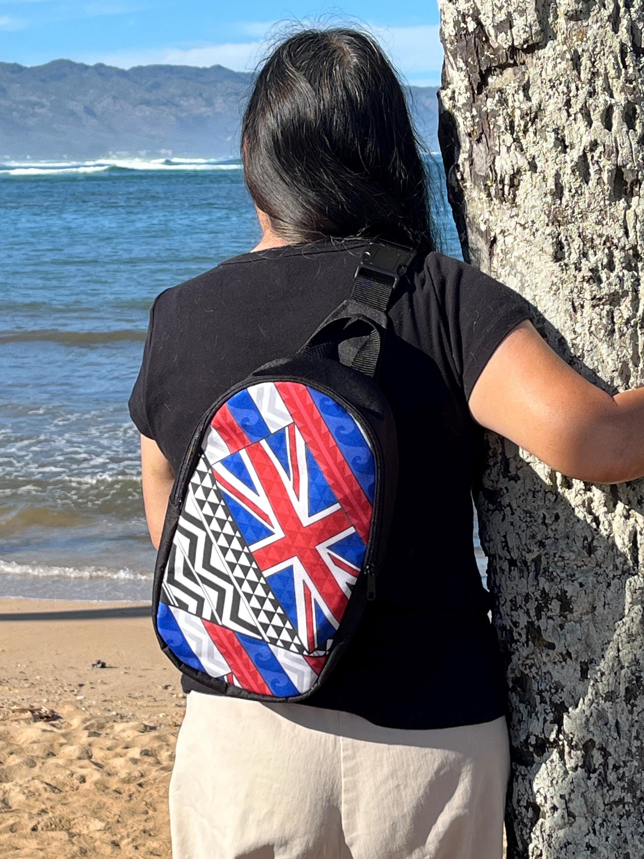 Hawaiian Tattoo Flag Bullet Sling-pack Backpack