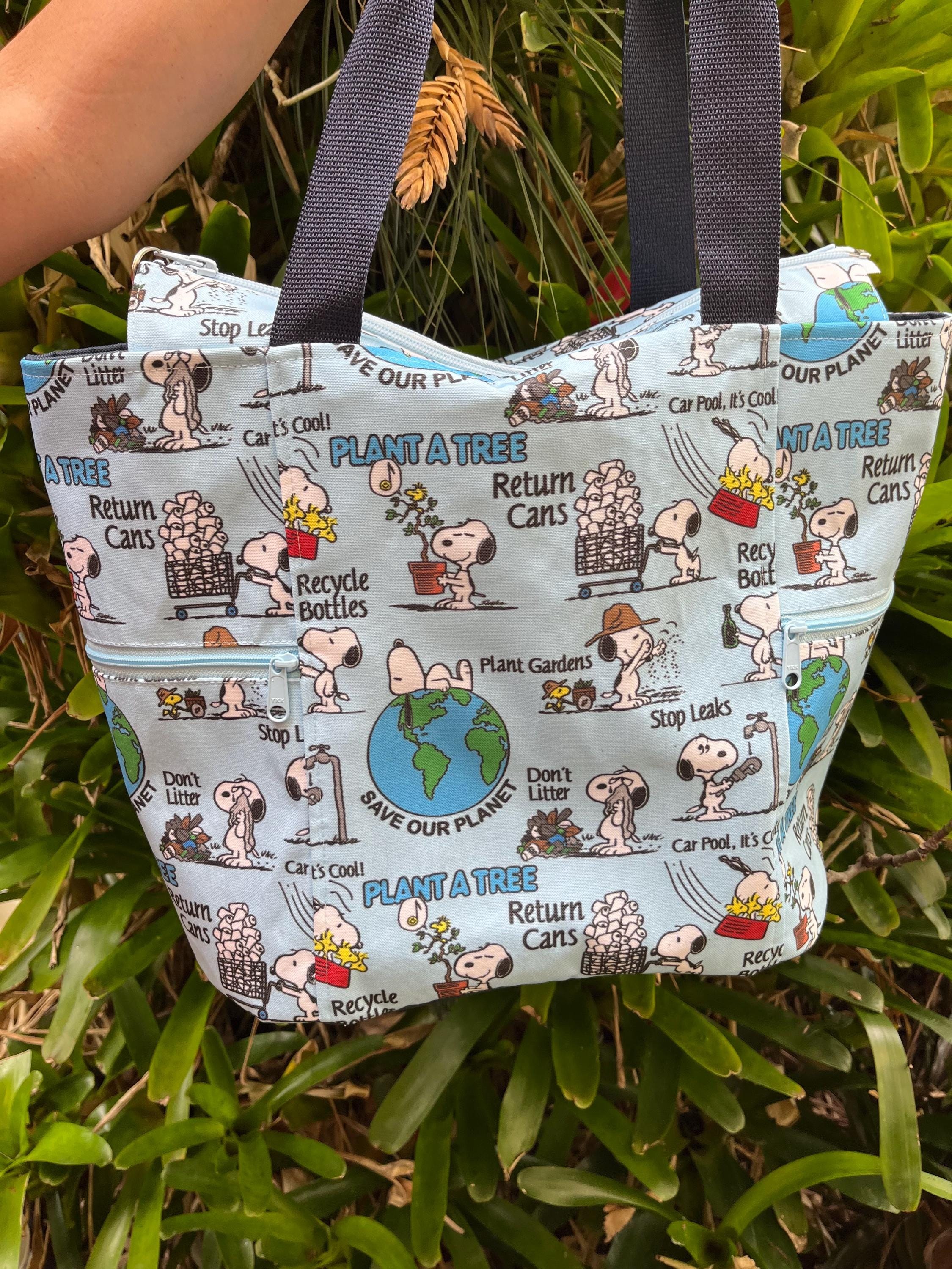 Blue Recycling Beagle Washable Tote Shopping Bag