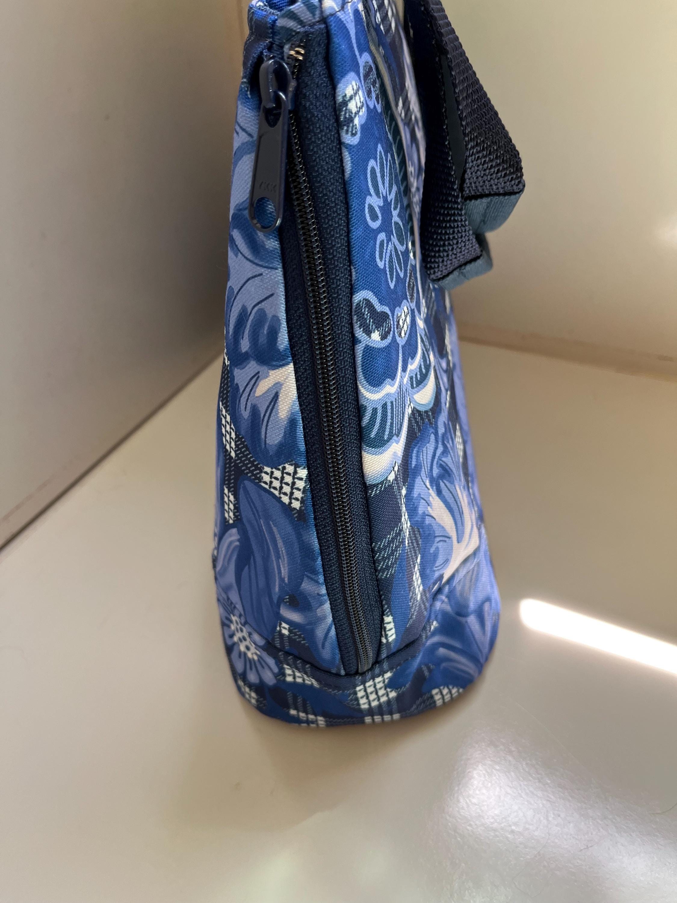 Big Blue Flowers on Palaka Convertible Expandable Shoulder Bag Purse, view 3
