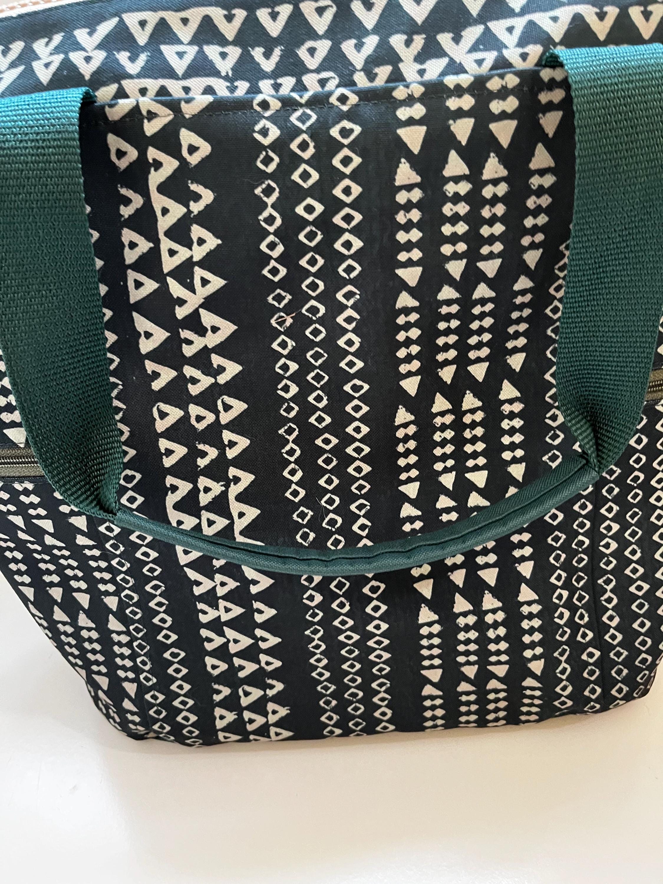 Green Kapa (Tapa/Tattoo) Print Washable Tote Shopping Bag, view 5