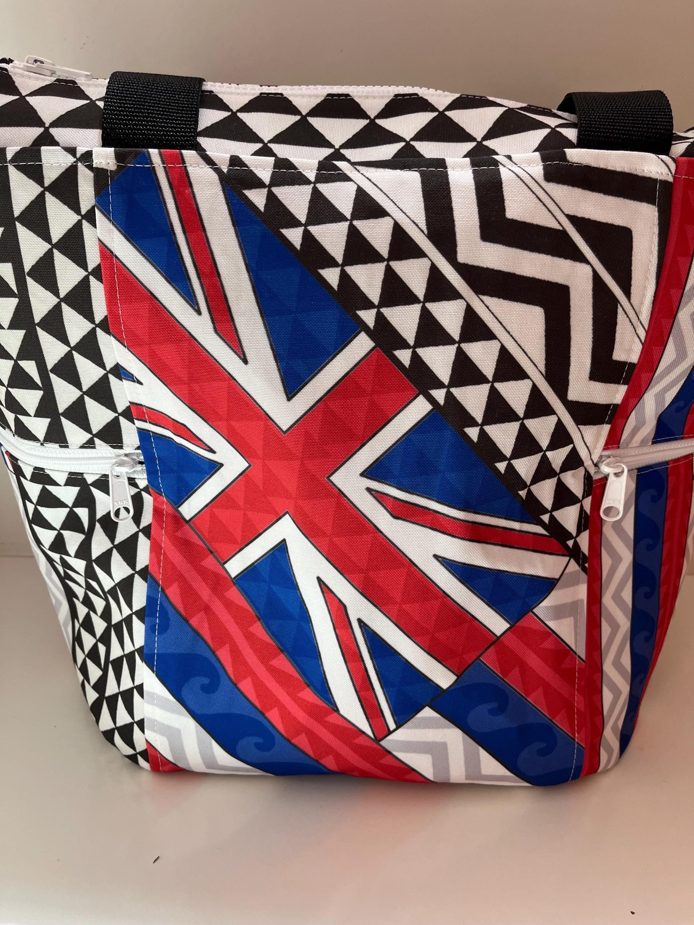 Hawaiian Flag Tattoos Washable Tote Shopping Bag, view 3