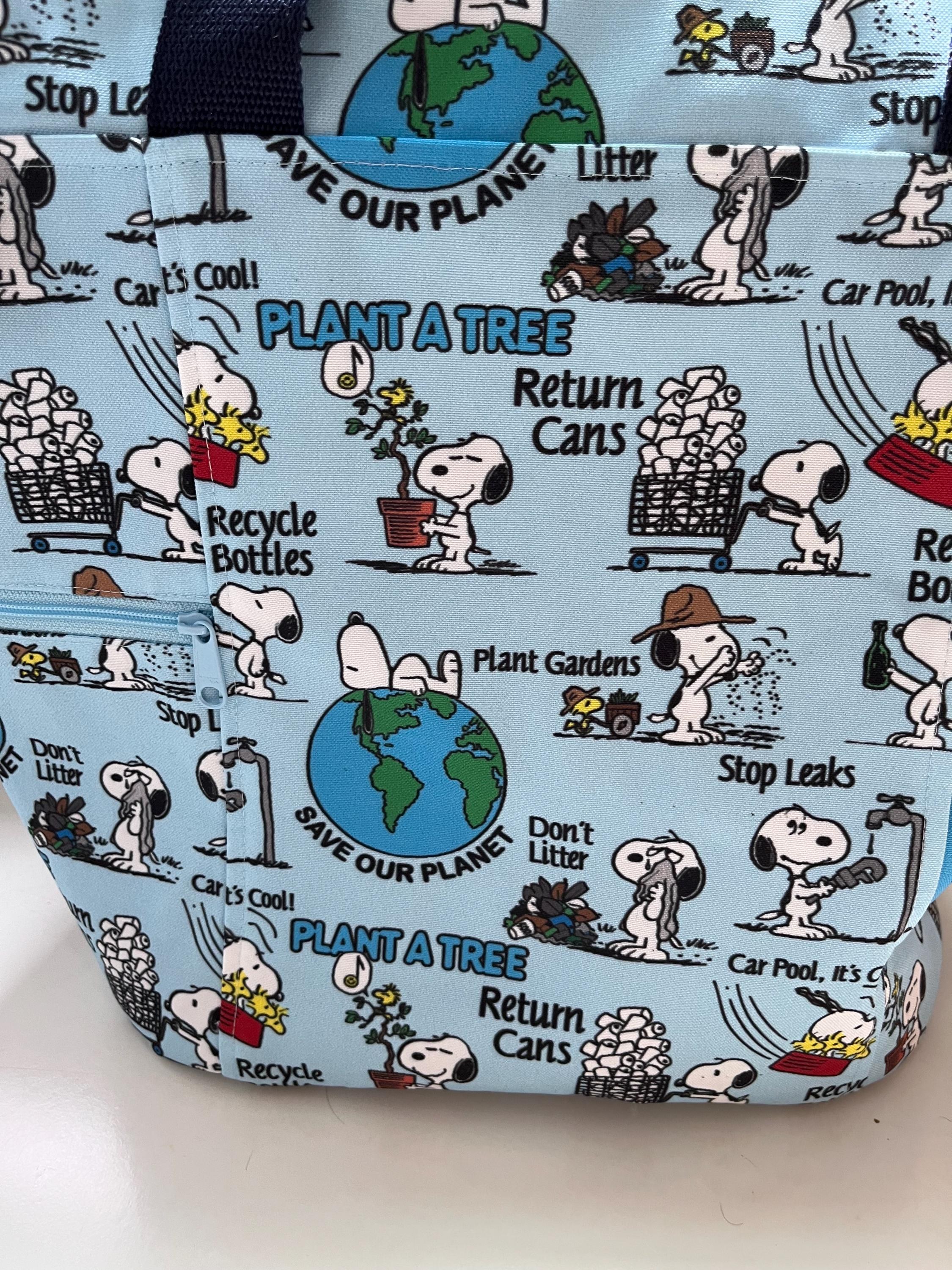 Blue Recycling Beagle Washable Tote Shopping Bag, view 3