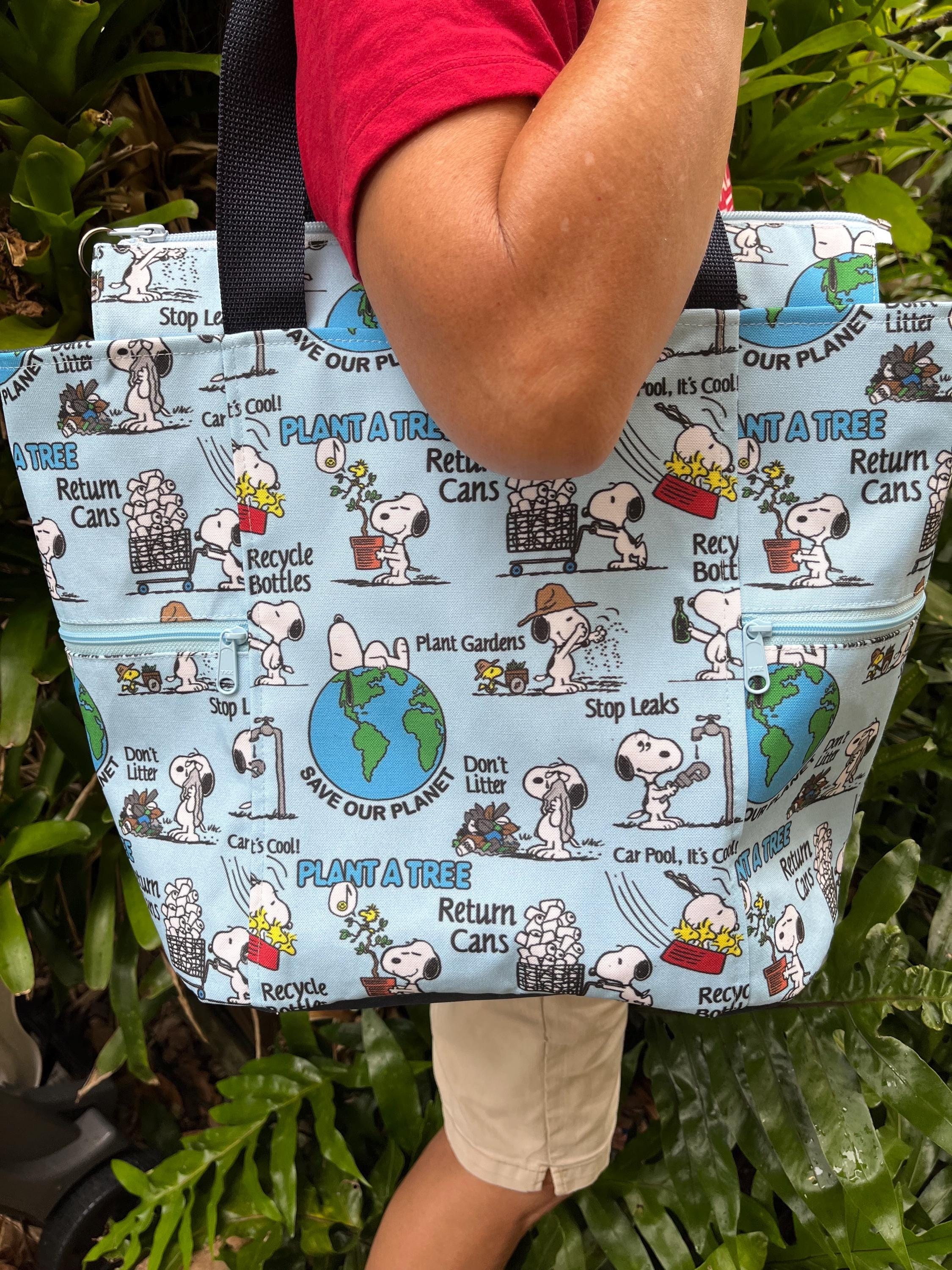 Blue Recycling Beagle Washable Tote Shopping Bag, view 2