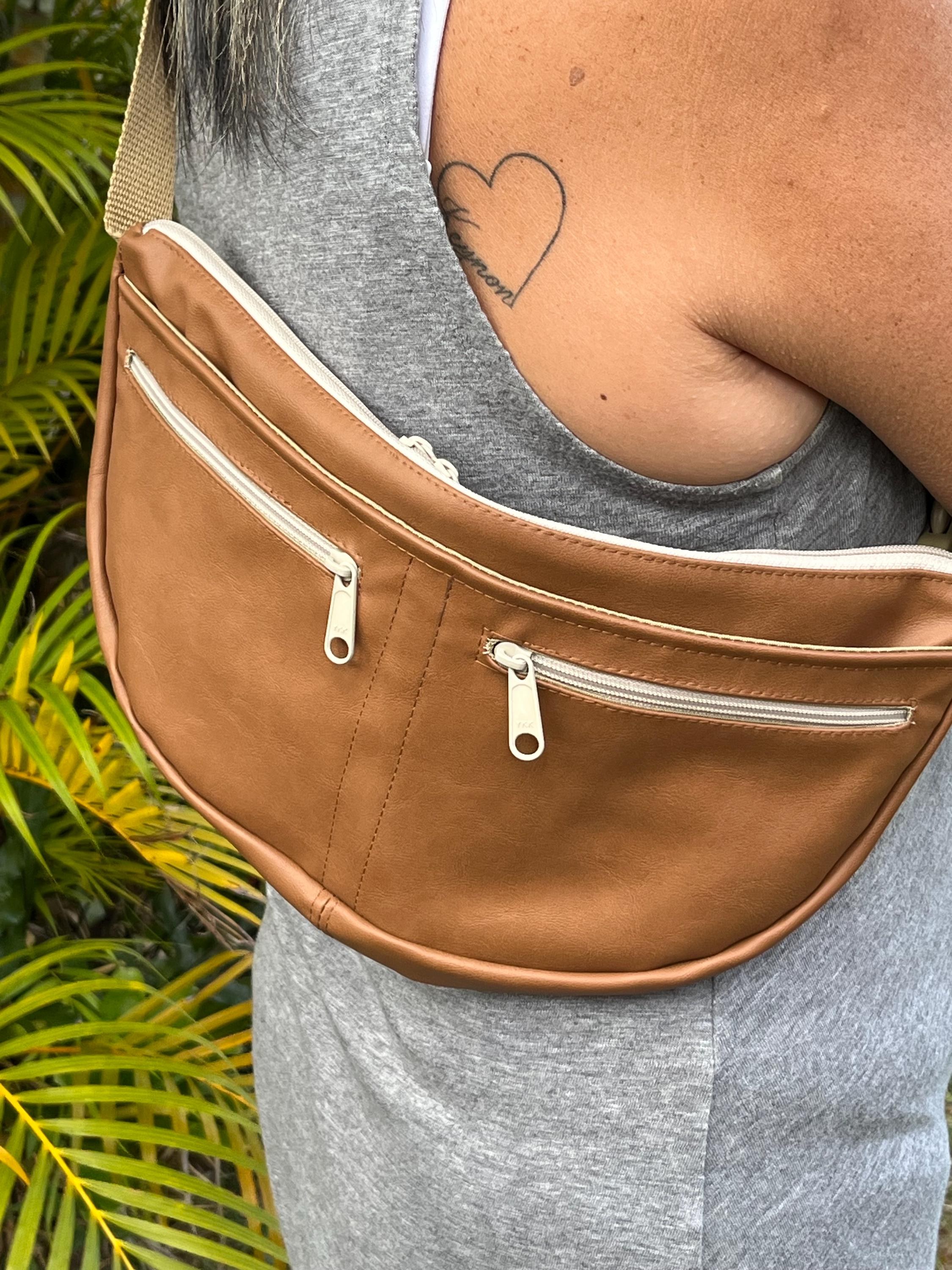 Brown Vegan Leather LARGE Crossbody Pouch