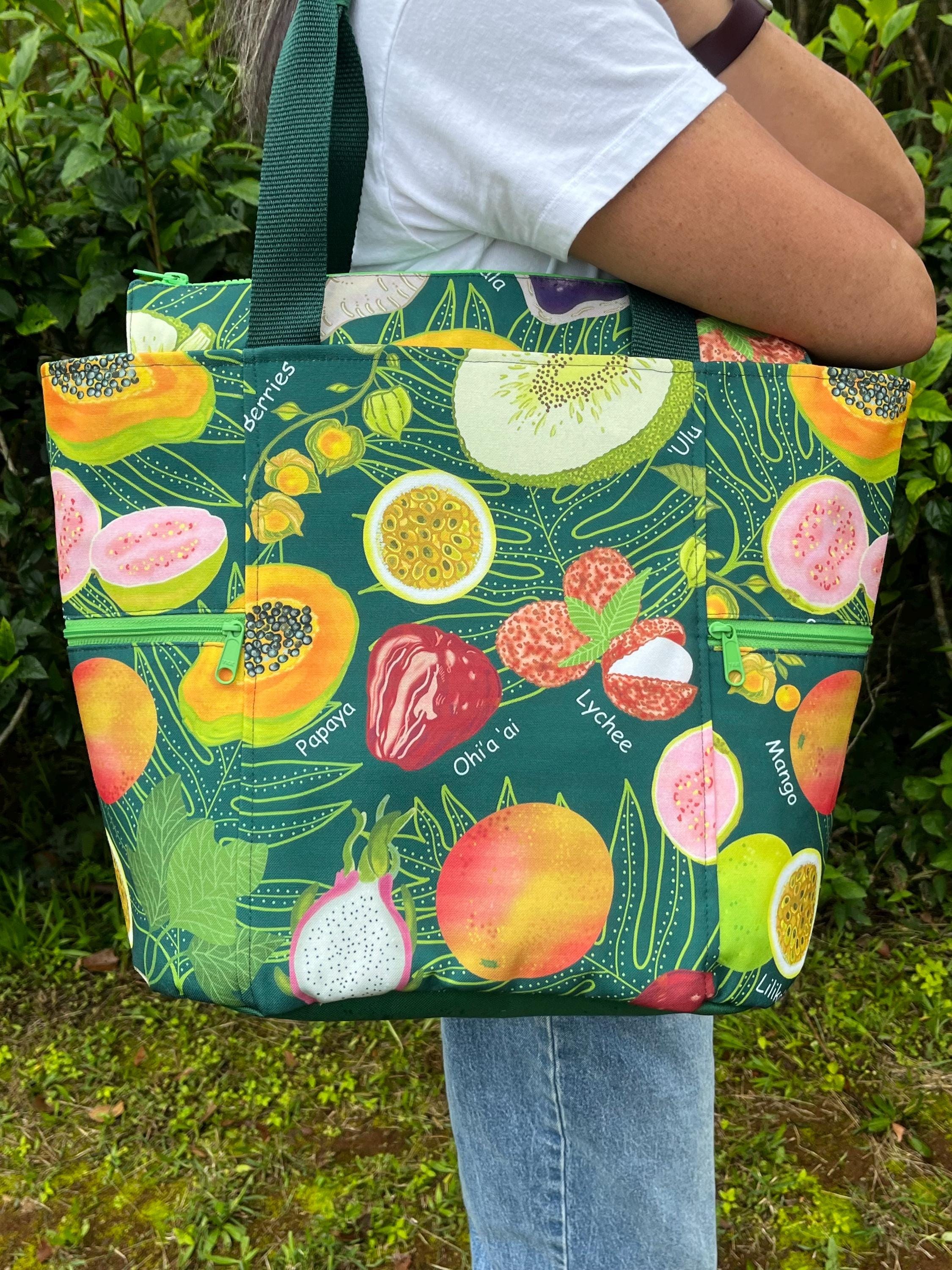 Hawaiian Fruits Washable Tote Shopping Bag, view 8