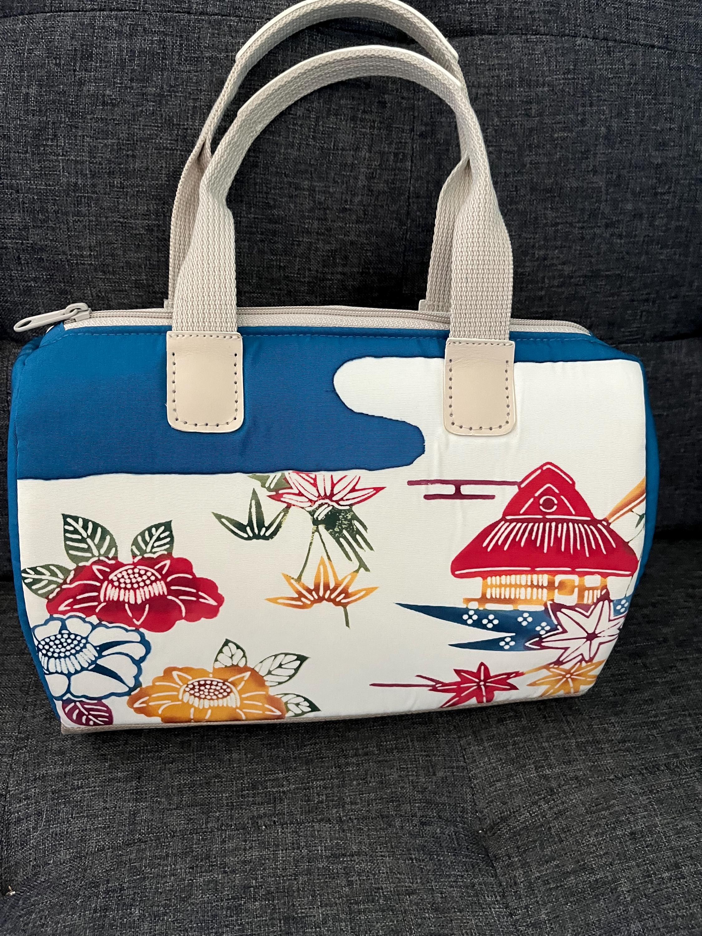 Bowler-style Kimono Fabric Handbag, view 2