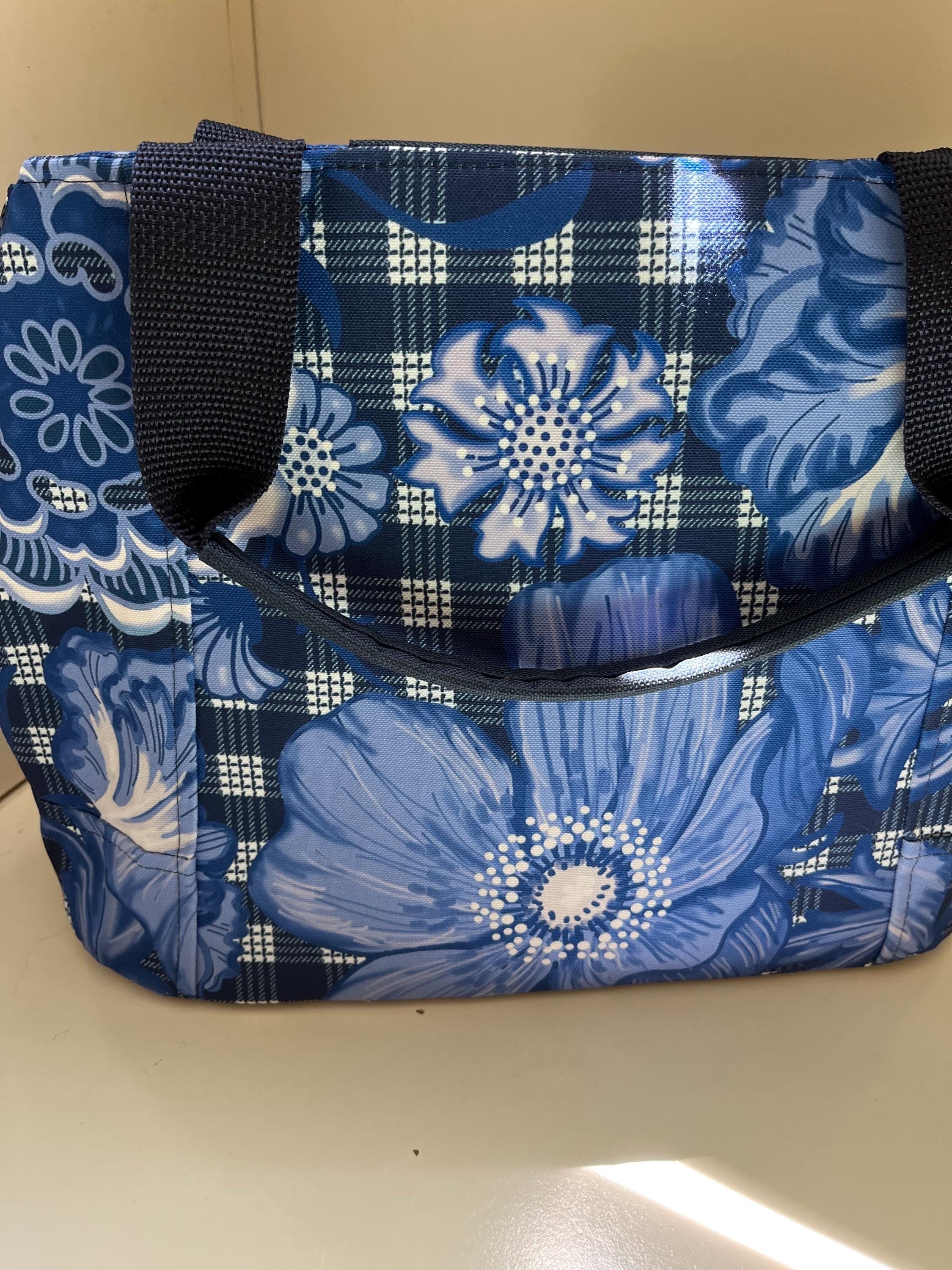 Big Blue Flowers on Palaka Convertible Expandable Shoulder Bag Purse, view 4