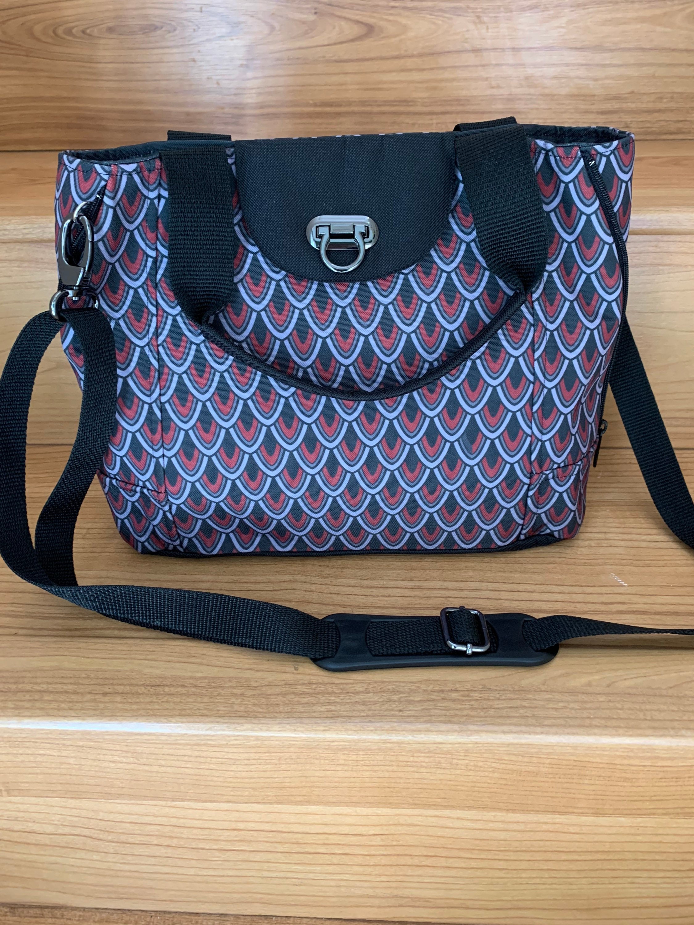 Black and Red Dragon Rider Convertible Shoulder Bag Purse, view 3