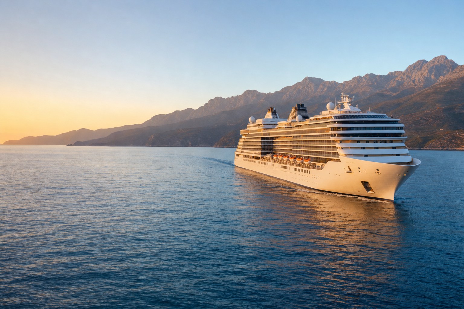 Cruise ship at golden hour