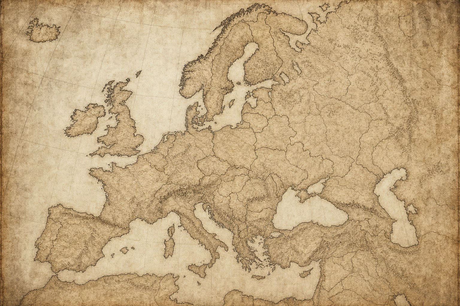 Antique map of Europe with hand-colored borders