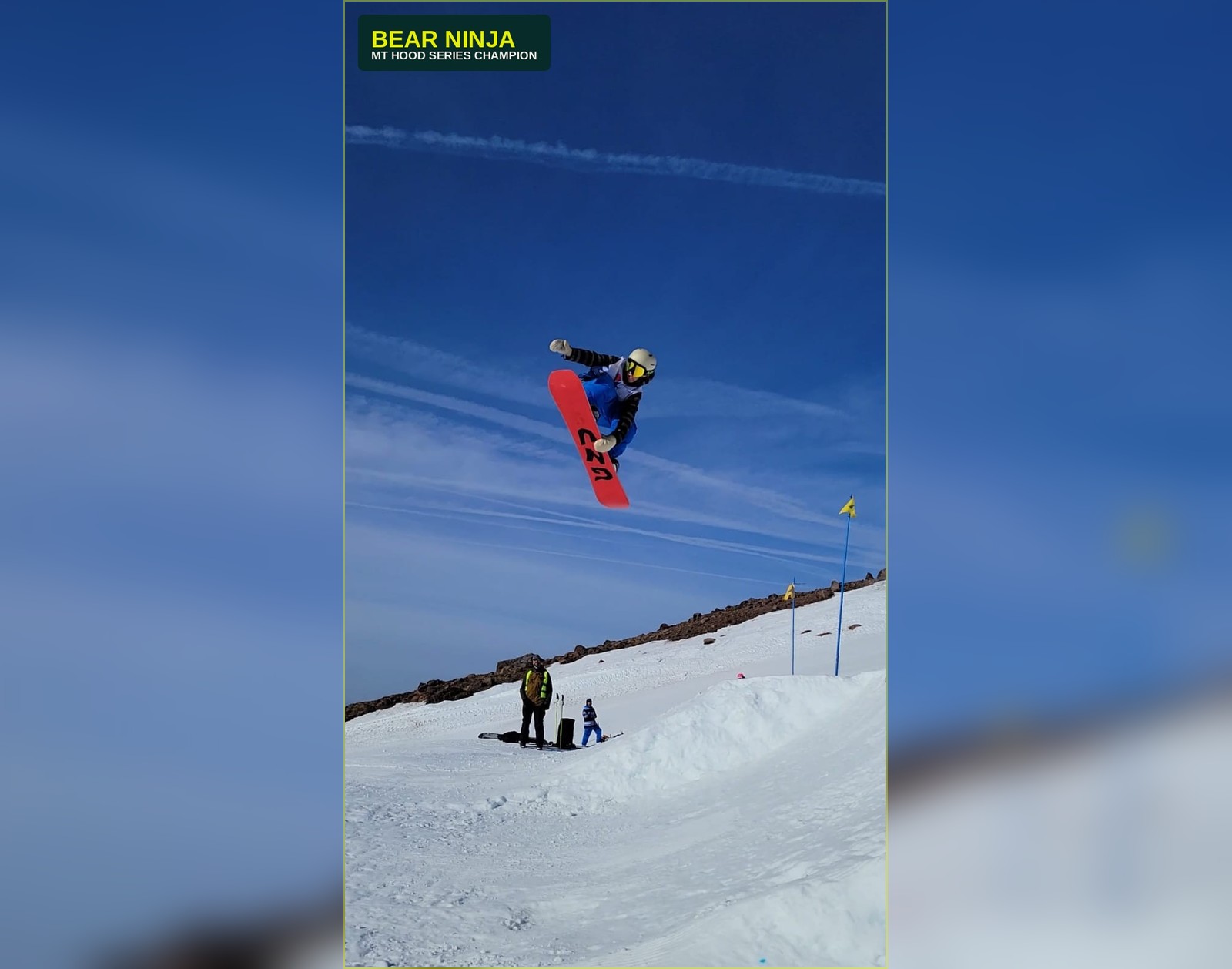 Bear Ninja snowboarding at Mt. Hood