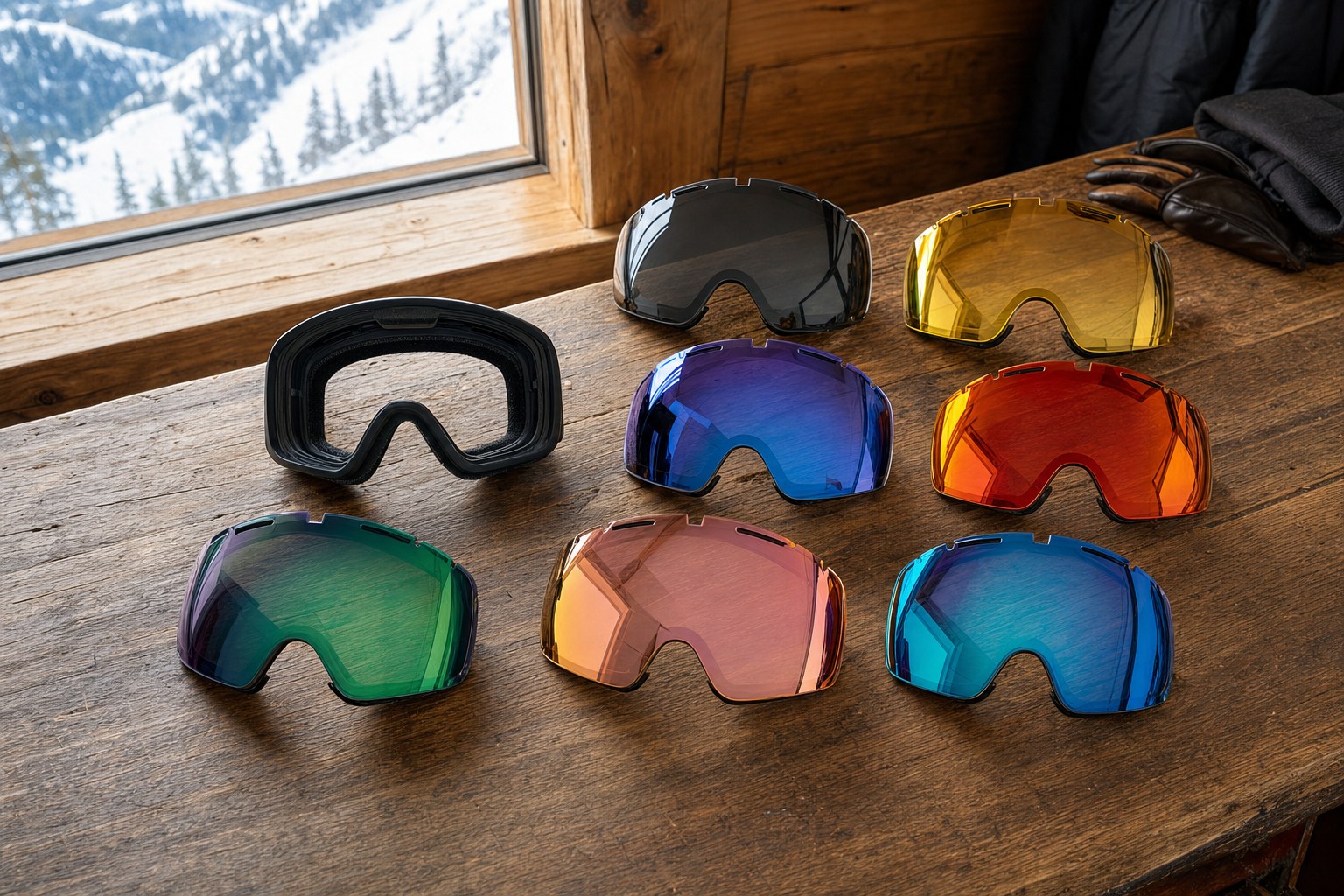 Selection of mirrored replacement ski goggle lenses