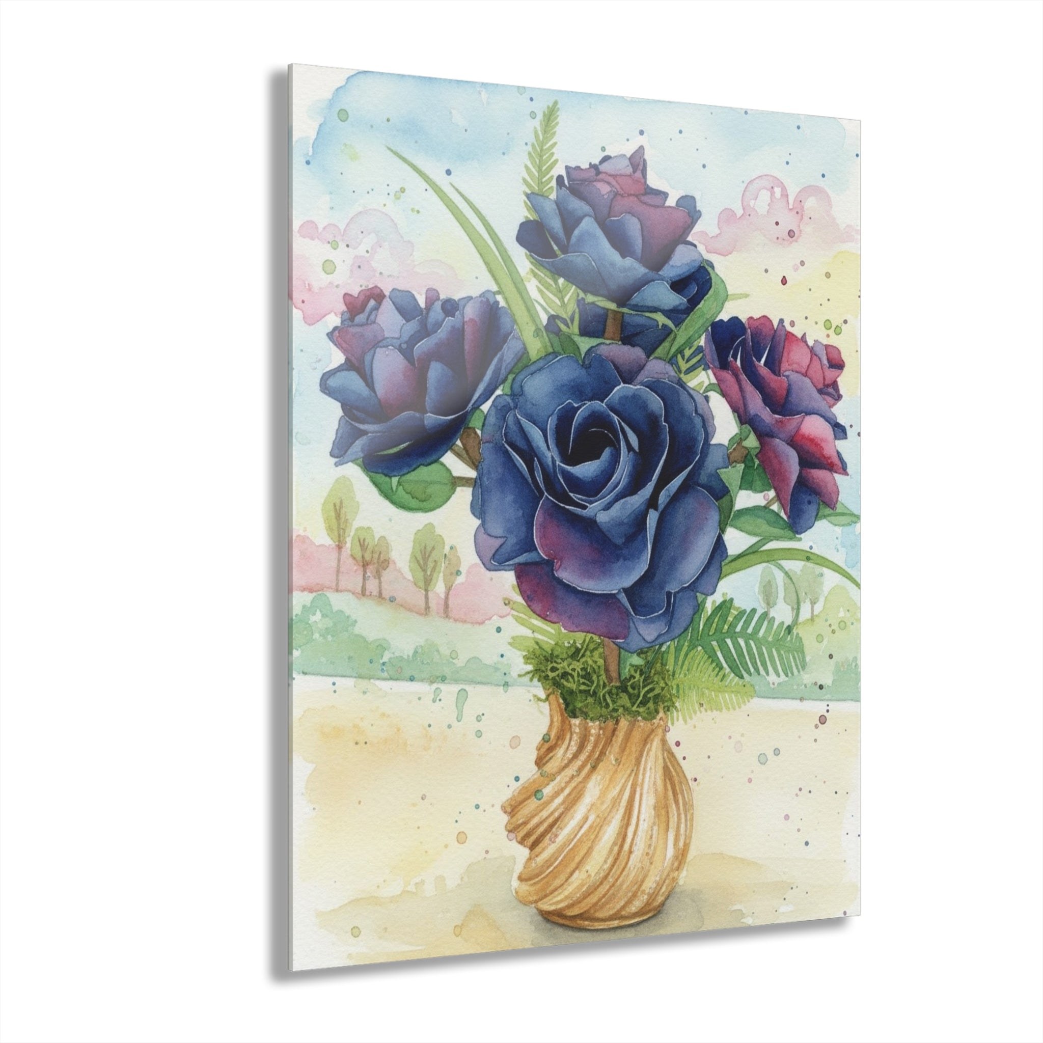 Acrylic Print — Black Roses Bouquet Wall Art (French Cleat Hanging)