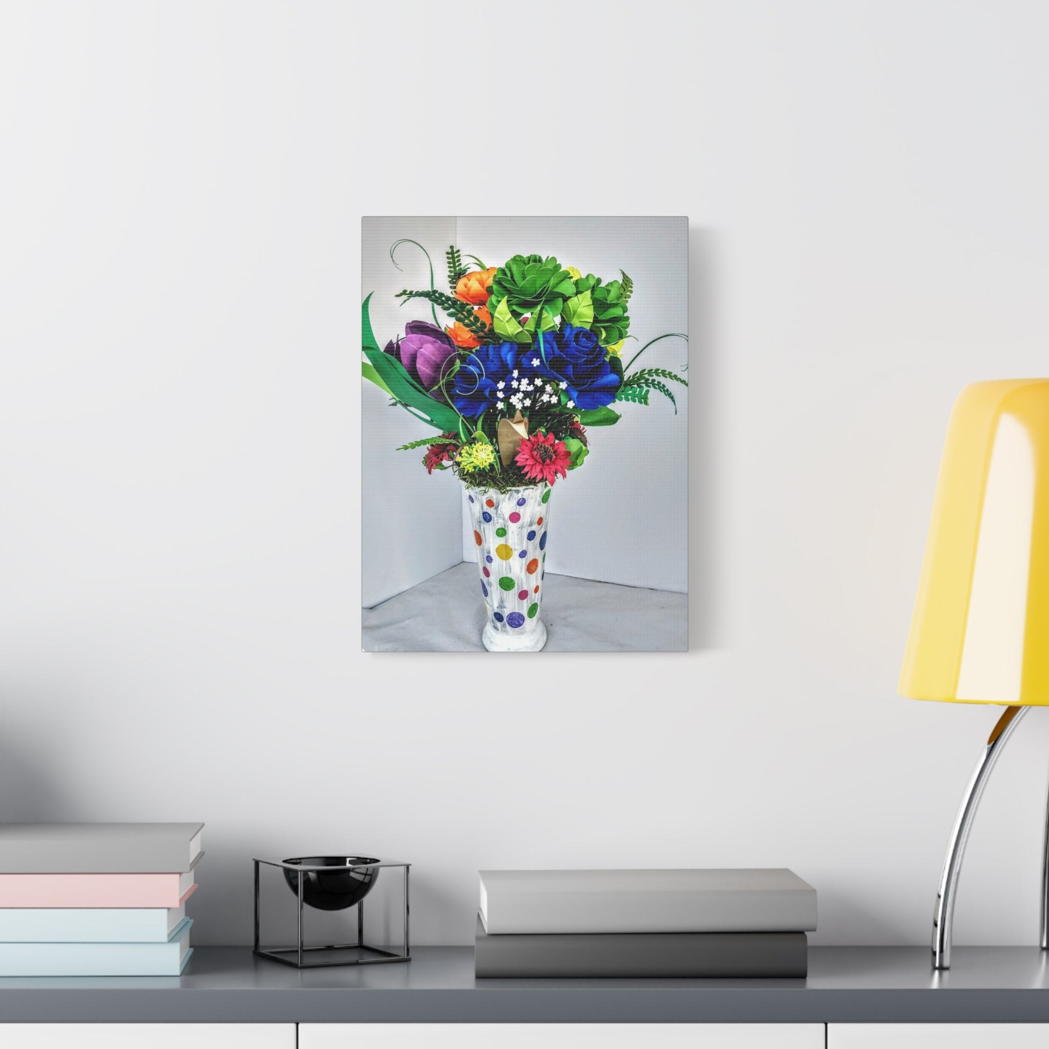 Canvas Print - Clown Colors and Assorted Flowers, Custom Paint Design, view 1