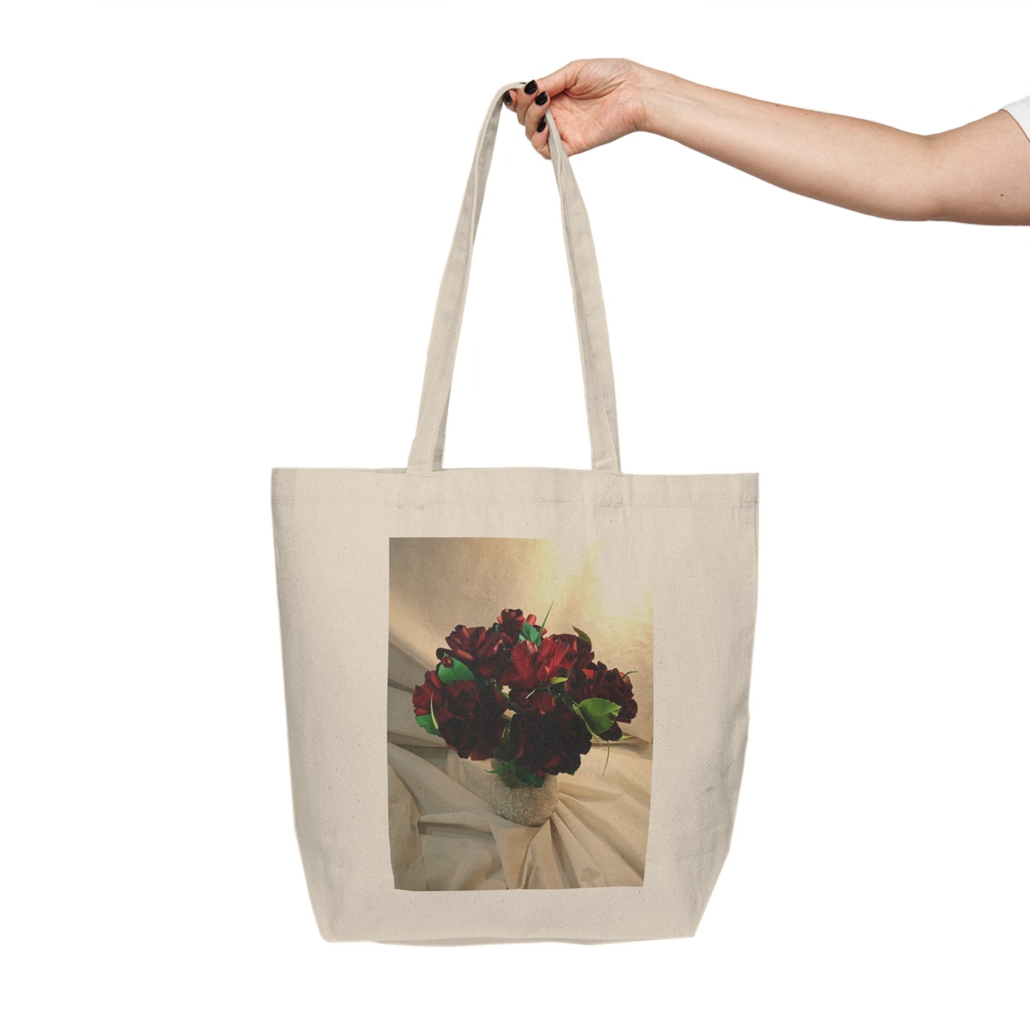 Canvas Tote Bag - Shop in Style with Ruby Red Roses, Perfect Gift for Mom, view 1