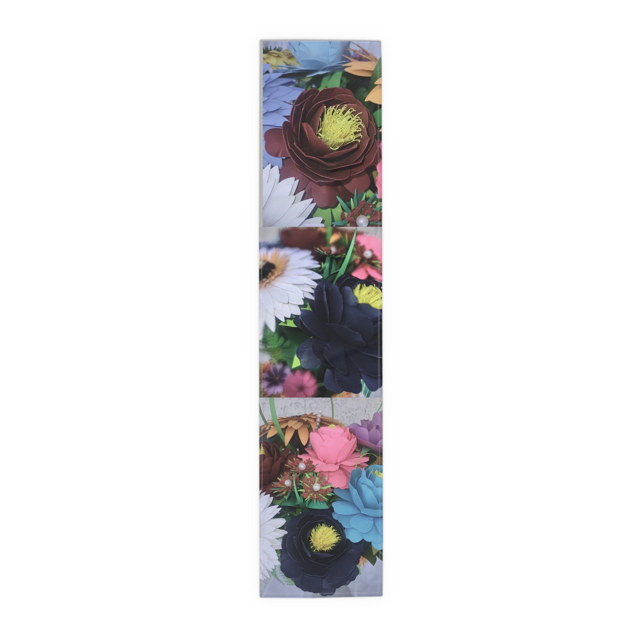 Floral Burst Cotton-Poly Table Runner — Colorful Garden Centerpiece