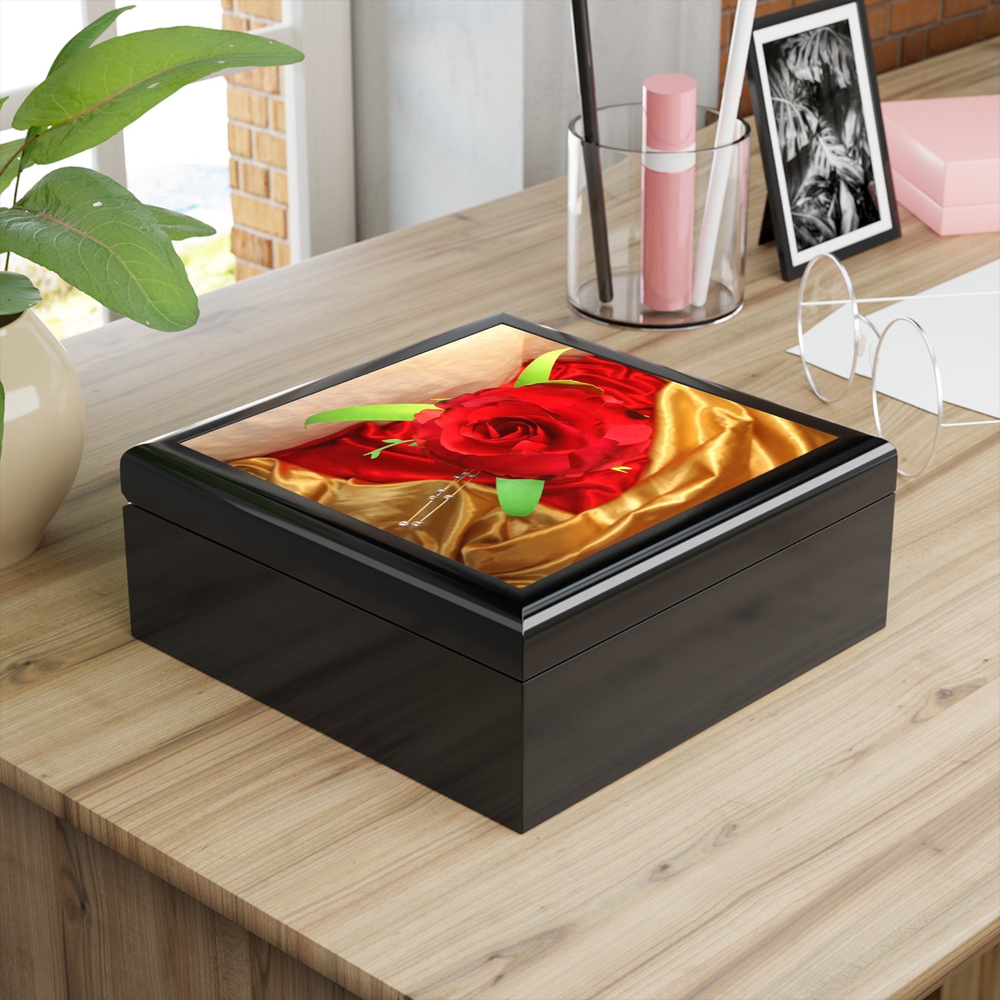 Jewelry Box with Ruby's on Top, view 1