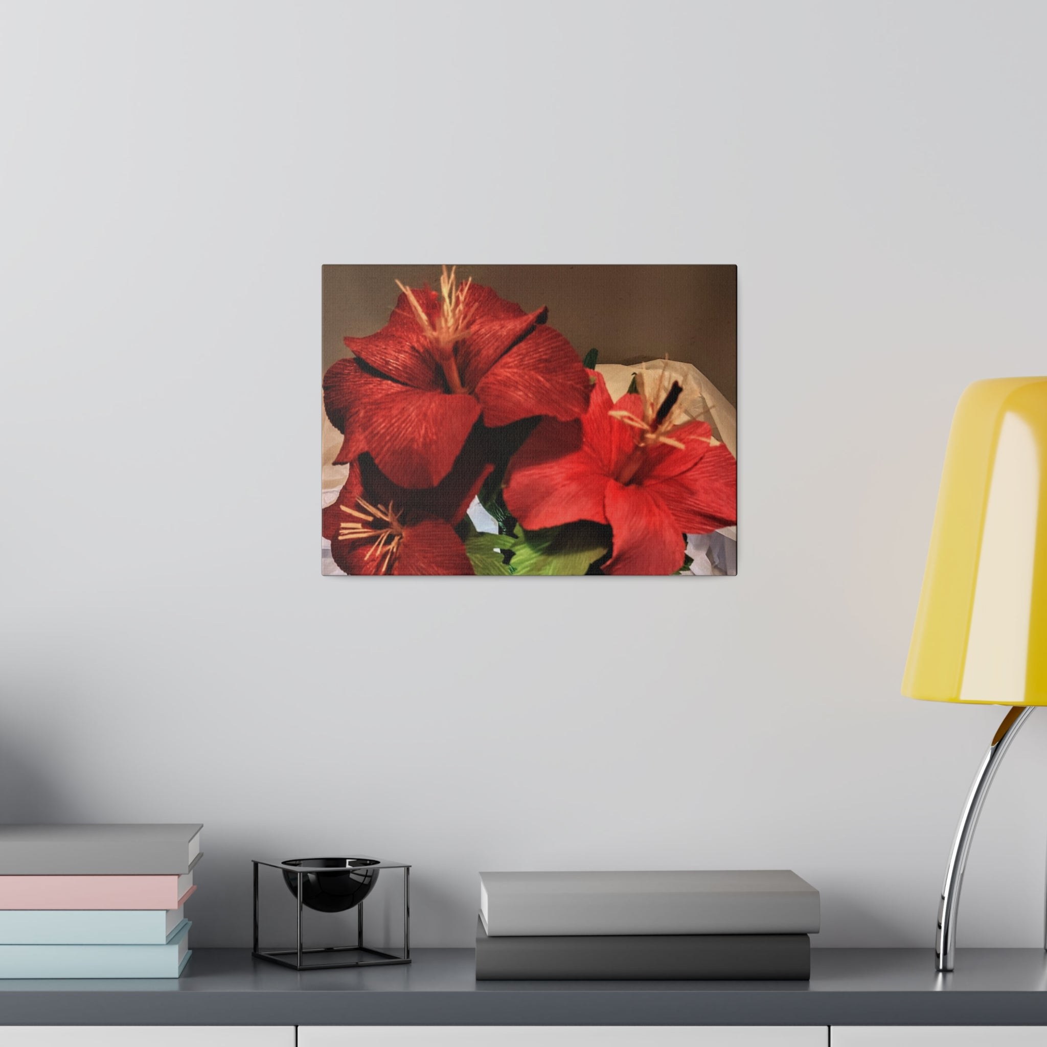 Matte Canvas, Hibiscus in Red, view 1