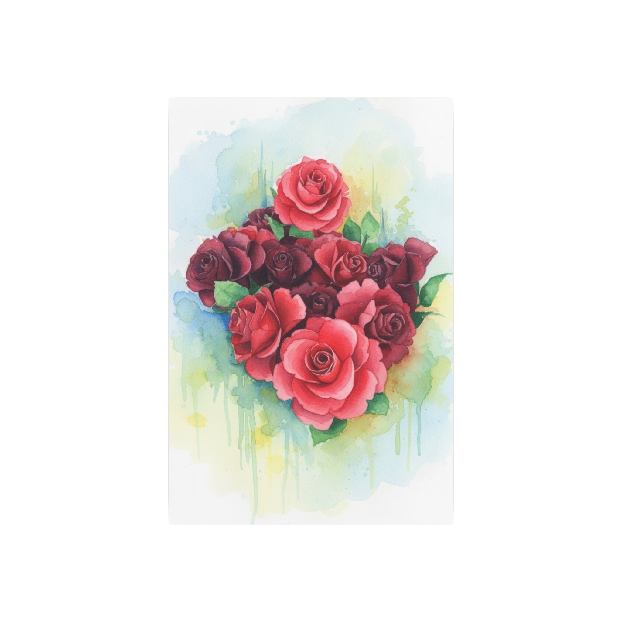 Metal Art Sign – Watercolor Red Rose Heart - Founder's Badge #37