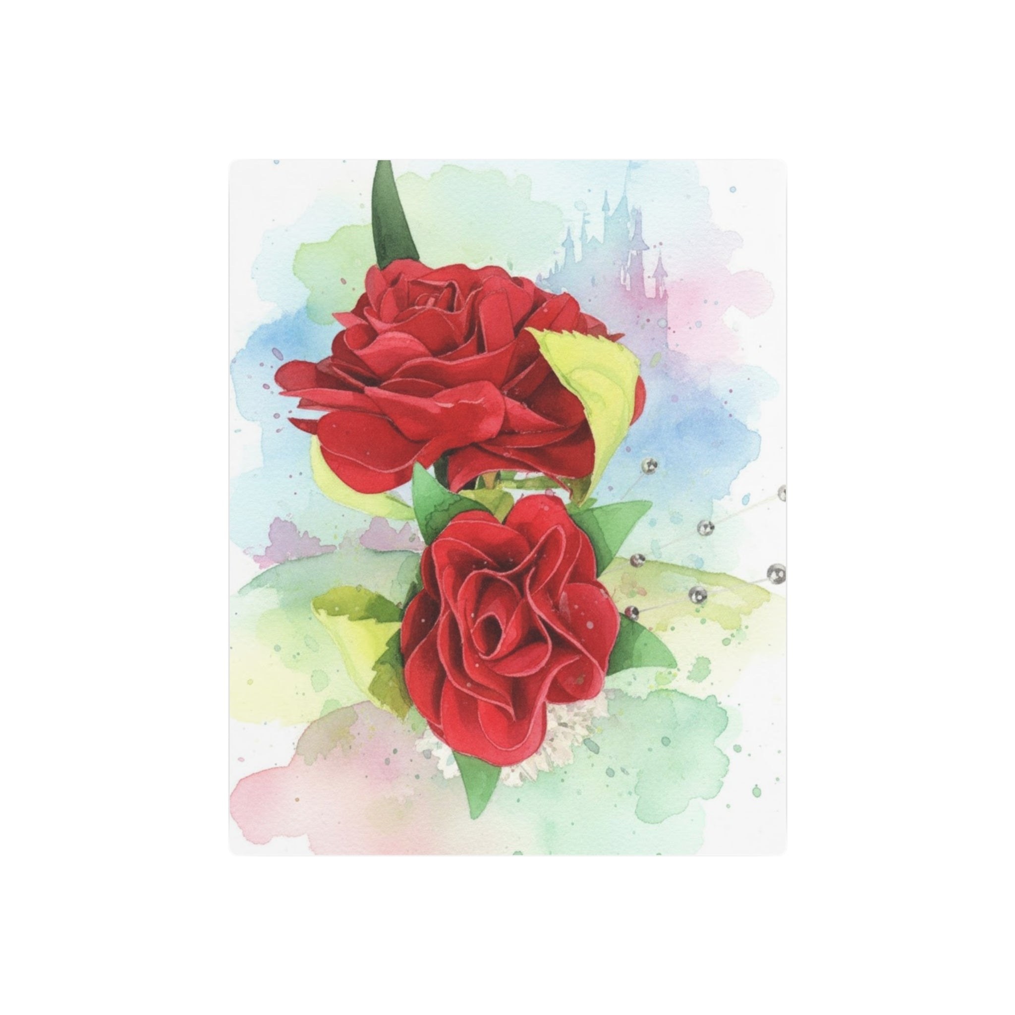 Metal Art Sign — Watercolor Red Roses Founder's Badge #16