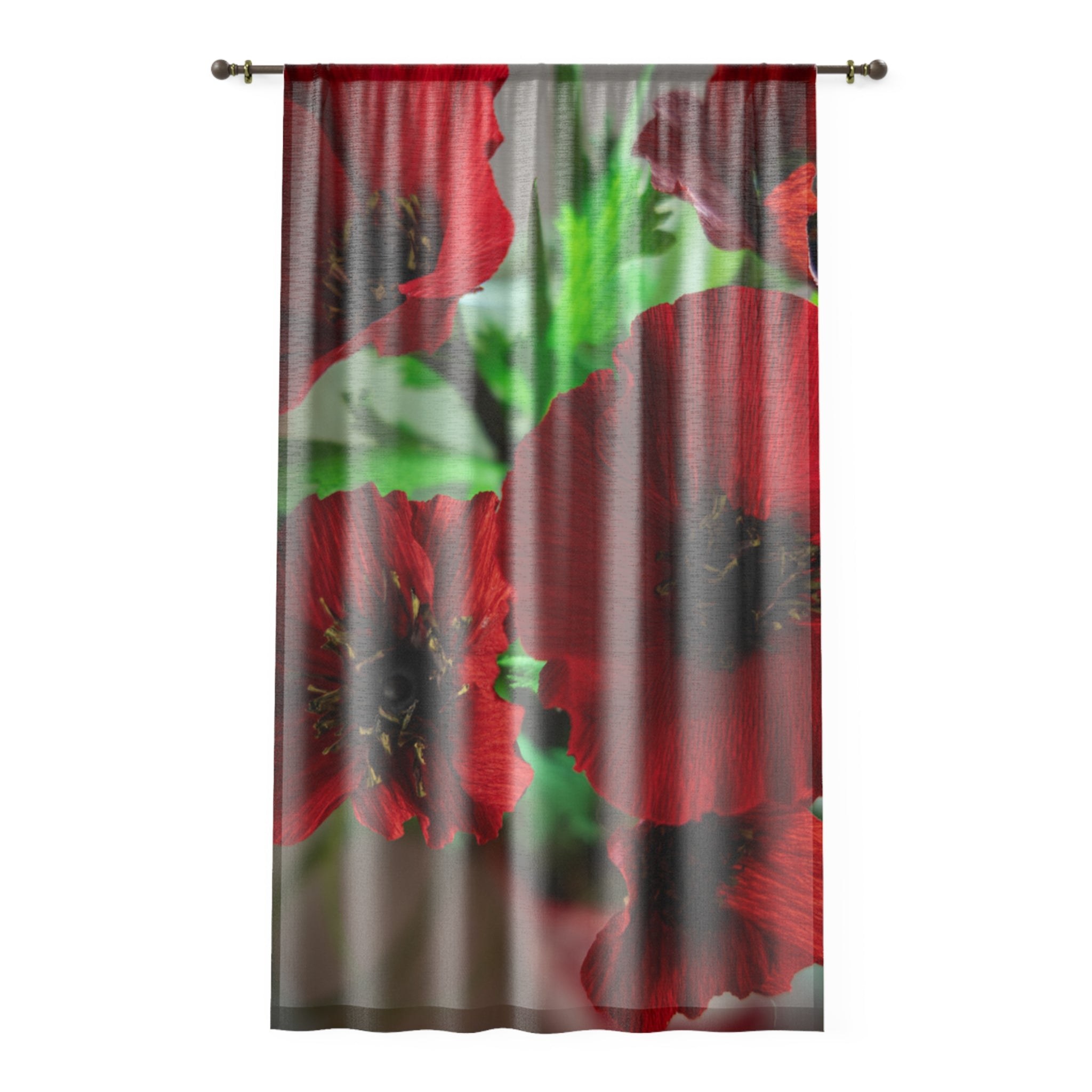 Window Curtain with Poppies, view 1