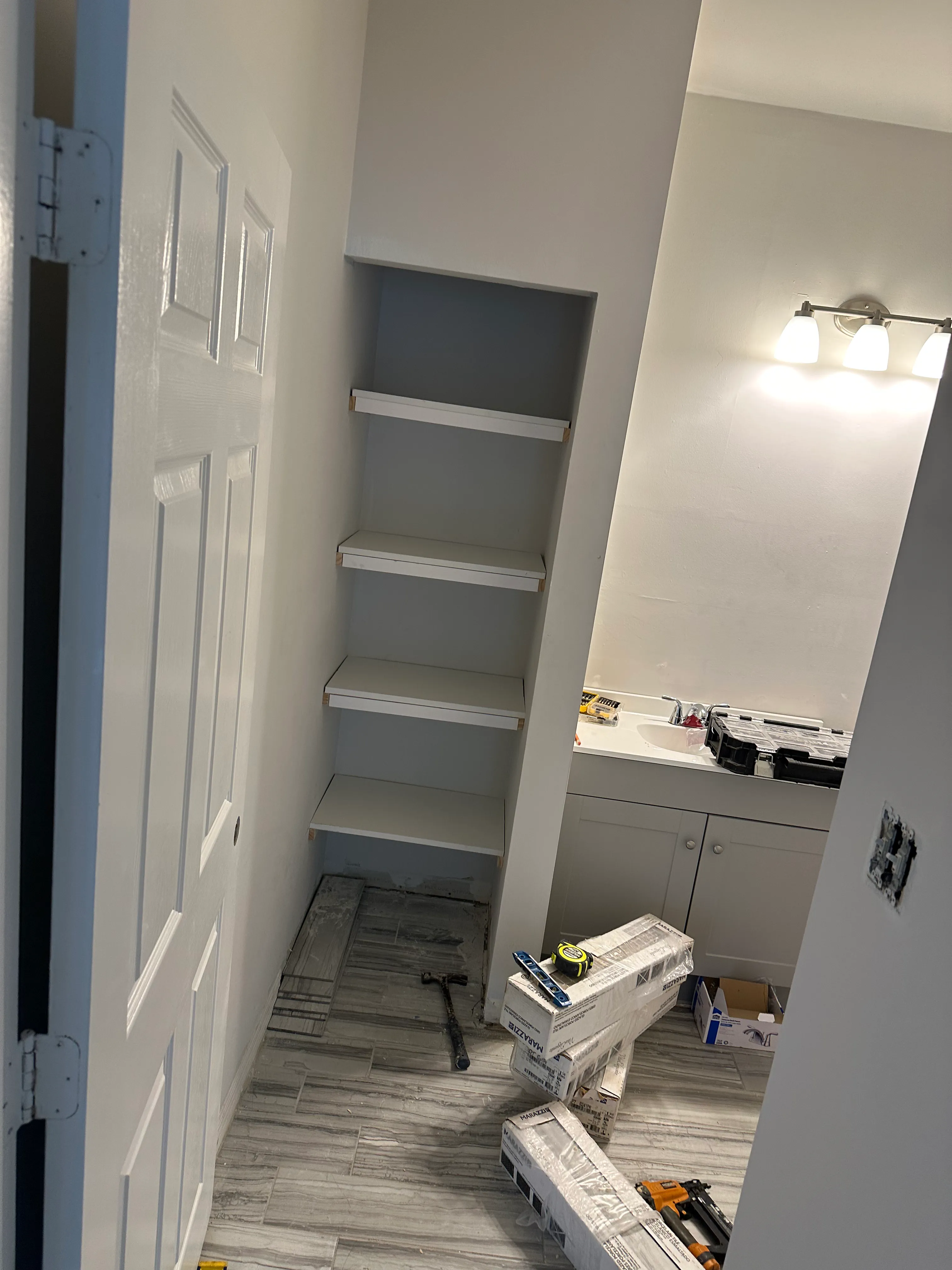 Built-in shelving and finish work in a home