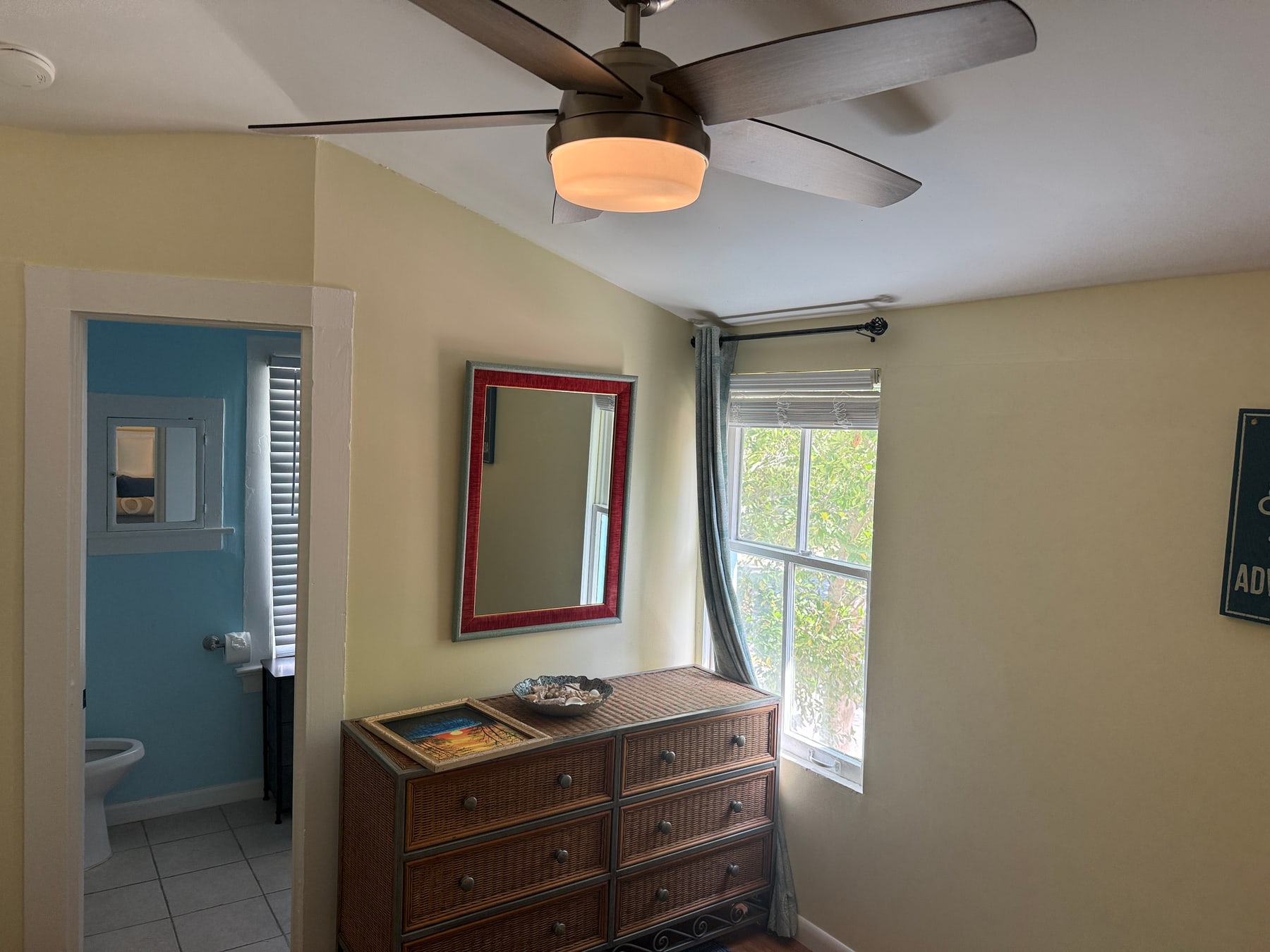 Bedroom wall and trim before the interior refresh at the historic St. Augustine home