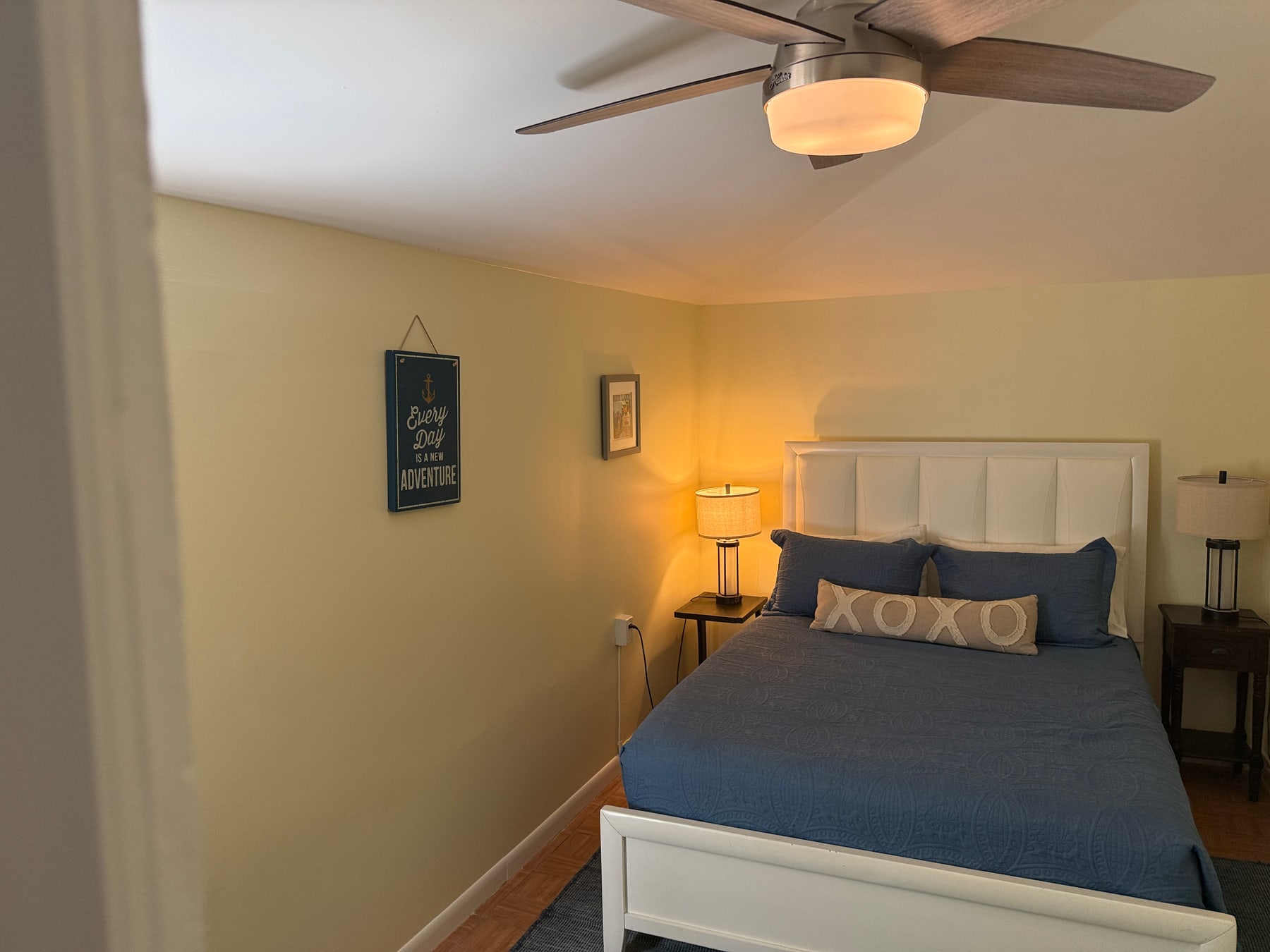 Freshly painted bedroom with finished trim at the historic St. Augustine home