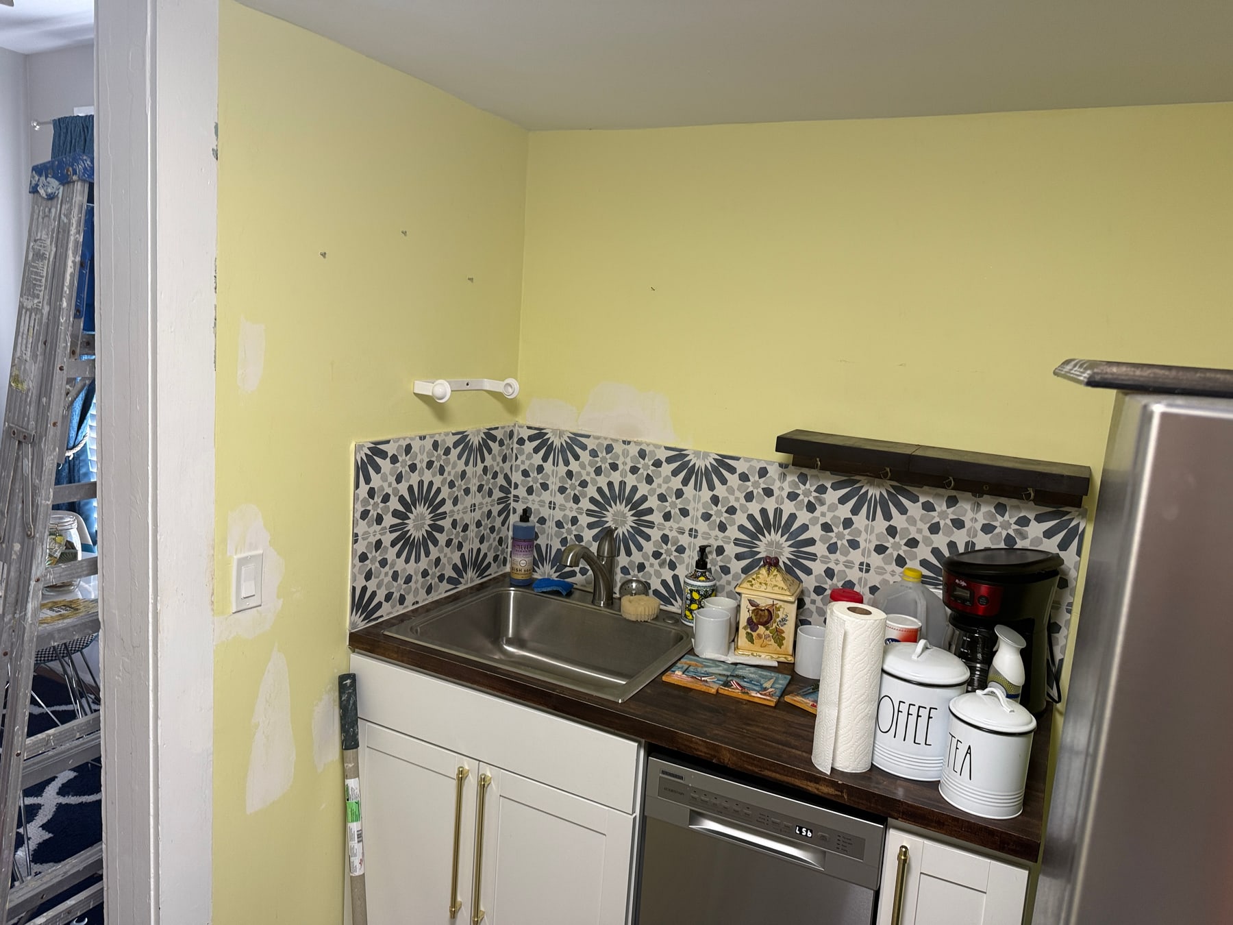Kitchen wall before interior painting at the historic St. Augustine home