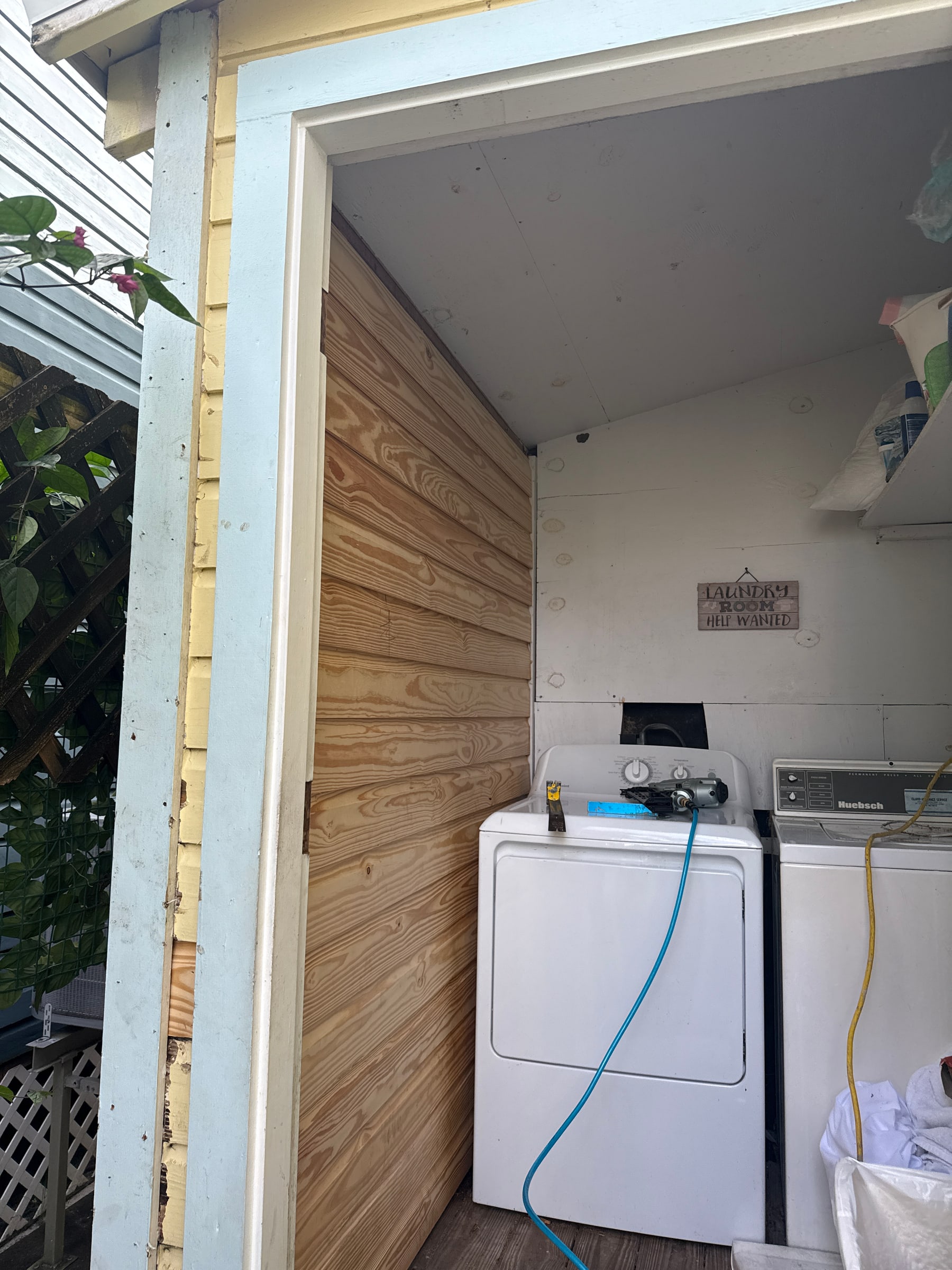 Exterior repair work beside the laundry room at the historic St. Augustine home