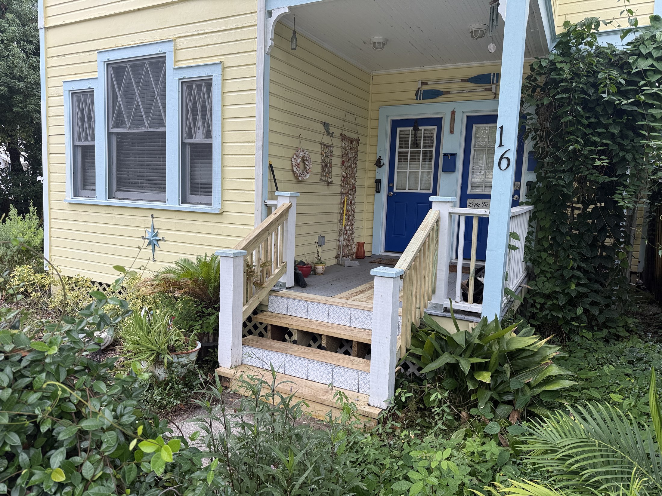 New entry steps and railings being built at a historic St. Augustine home
