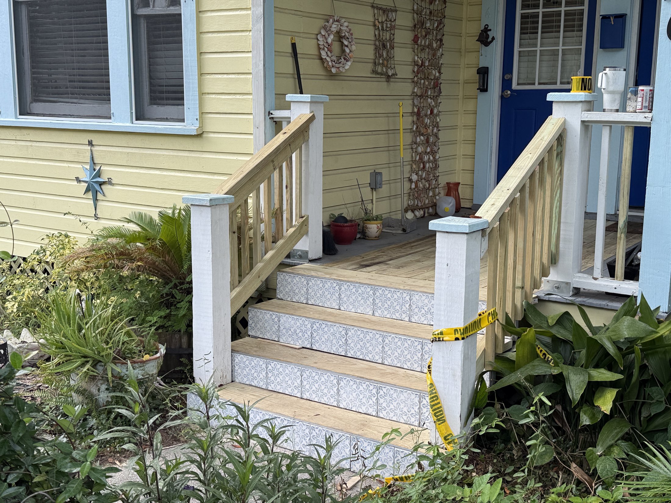 Restored entry steps and new railings taking shape at the historic St. Augustine home