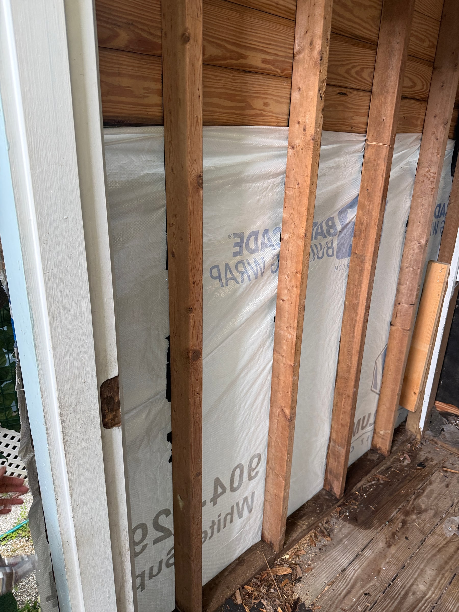 Weather barrier and new framing installed at the historic St. Augustine home