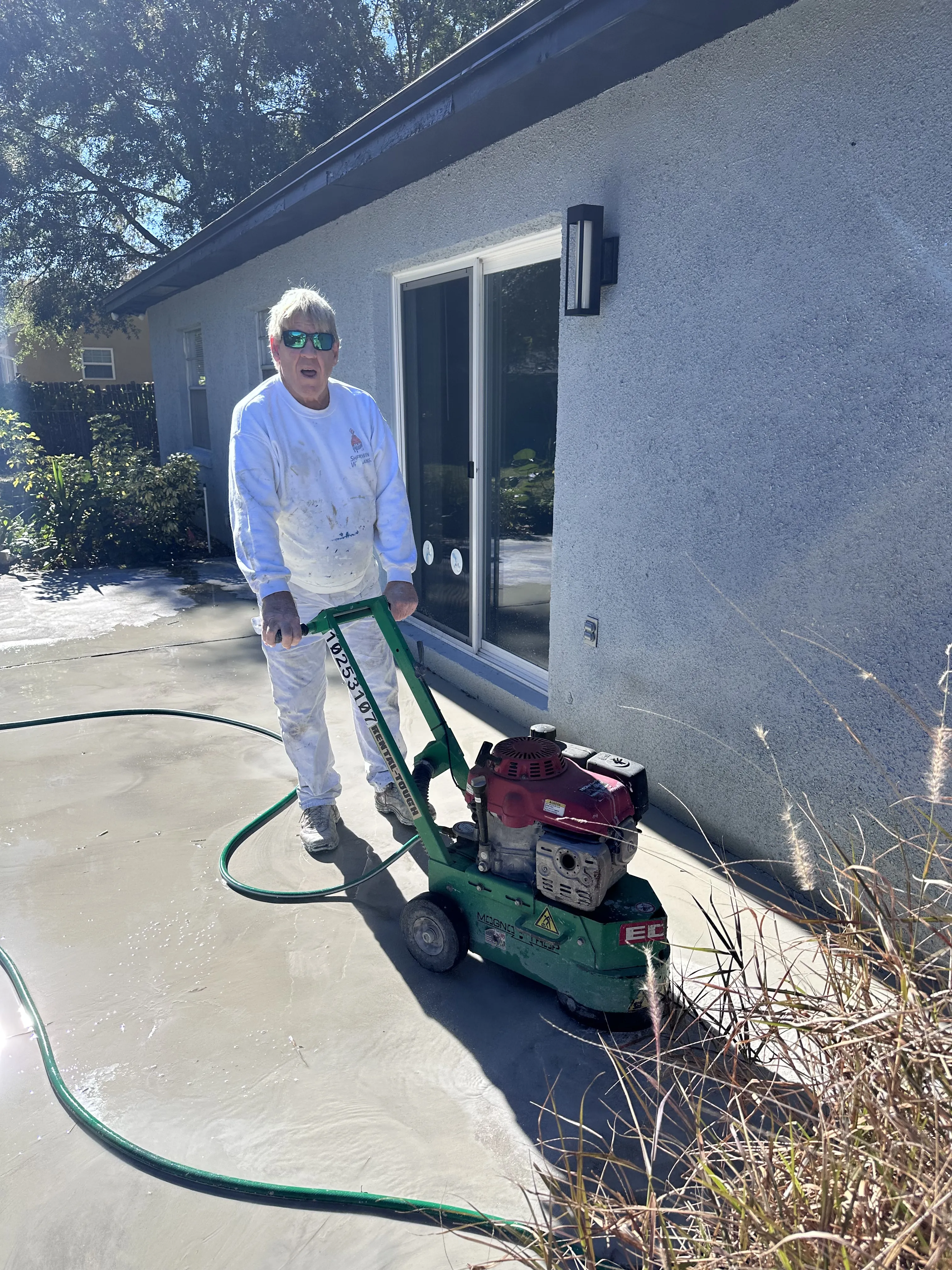 Patio concrete repair & refinish, project photo 1