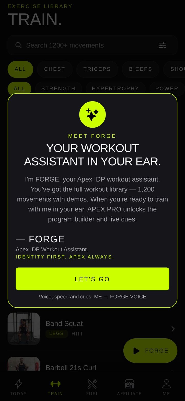 Apex ID Elite FORGE workout assistant introduction