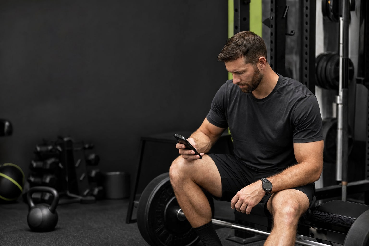 Athlete reviewing a weekly training schedule in a gym