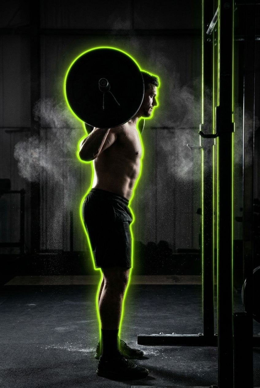 Athlete setting up for a barbell squat