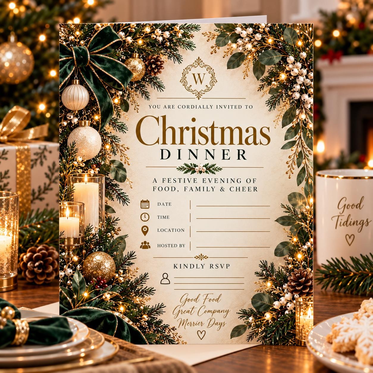 Editable Christmas Dinner Invitation