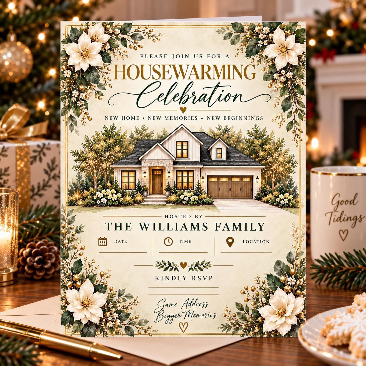 Editable Watercolor Housewarming Invitation