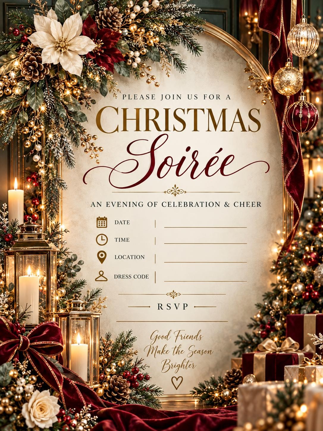 Editable Christmas Soirée Invitation