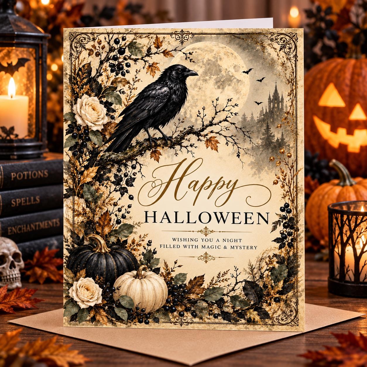 Gothic Raven Halloween Card