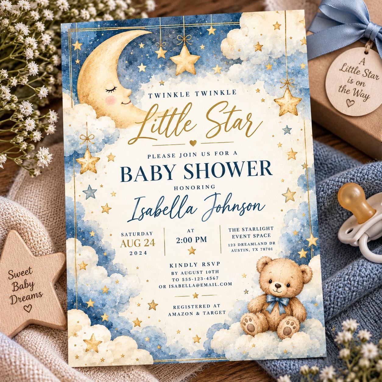 Twinkle Twinkle Little Star Baby Shower Invitation