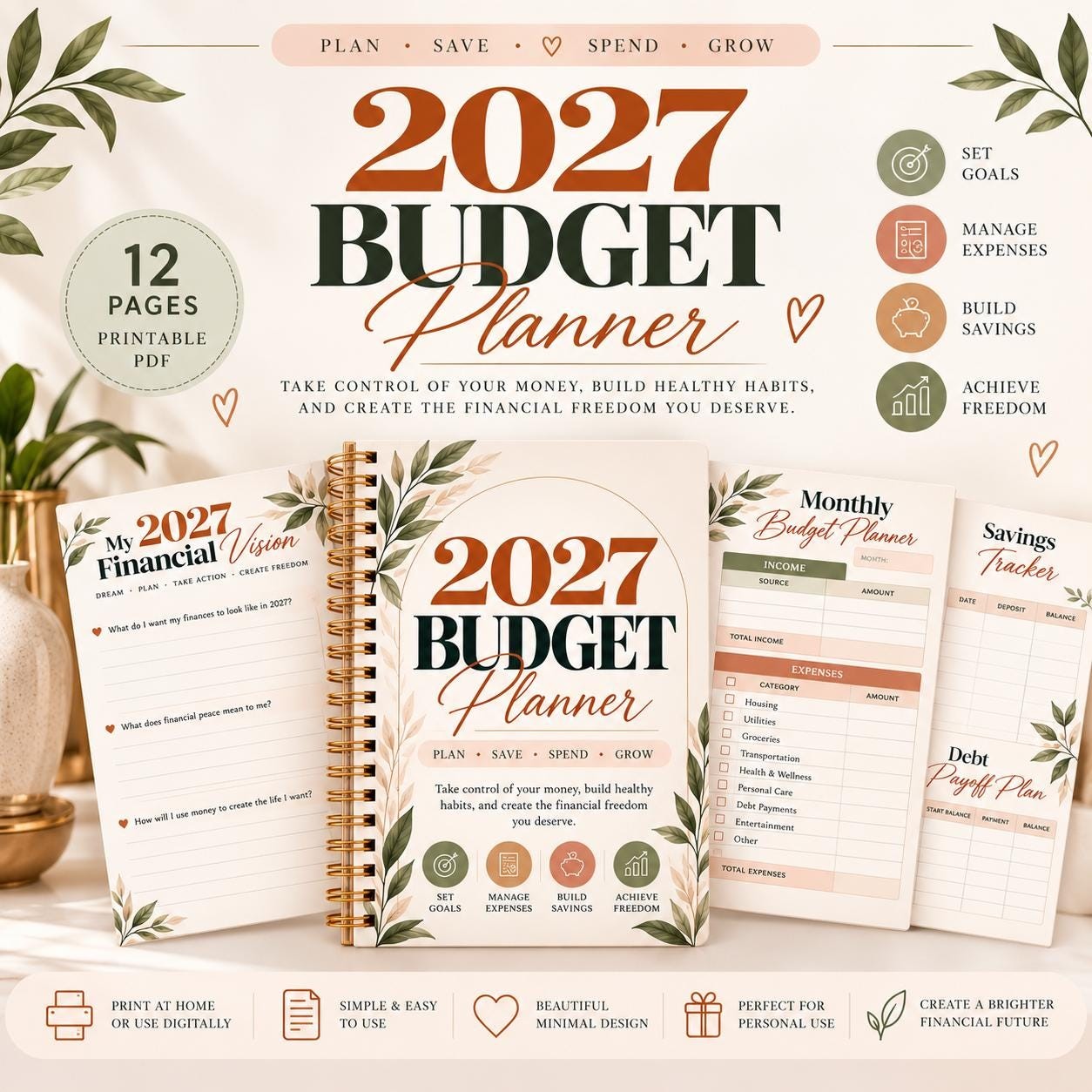 2027 Budget Planner Printable PDF
