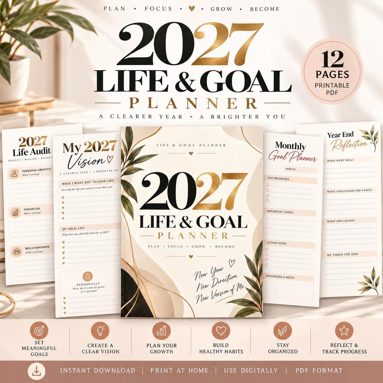 2027 Life & Goal Planner Printable PDF