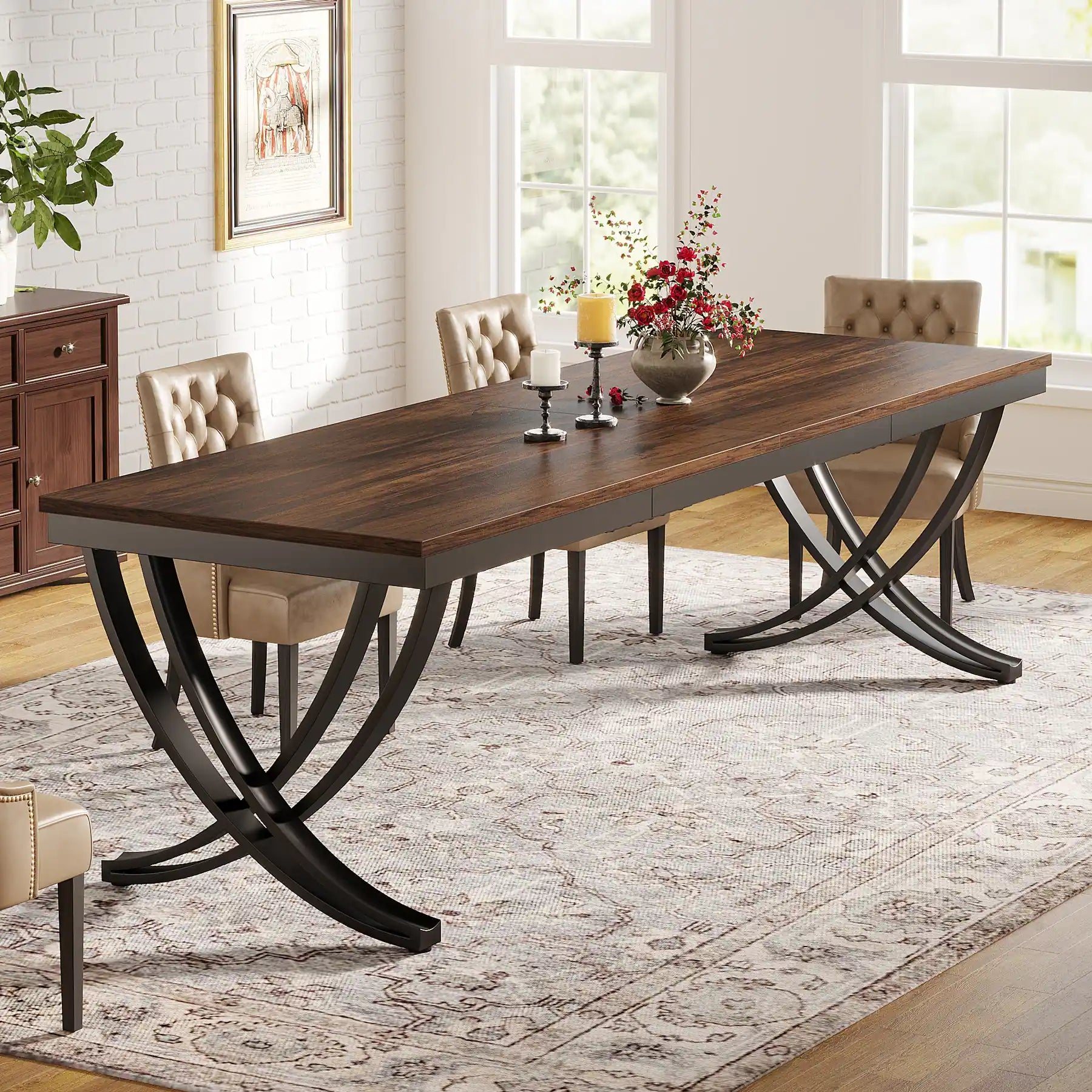 78" Farmhouse Rectangular Dining Table - Seats 6-8 | Solid Wood Kitchen Table