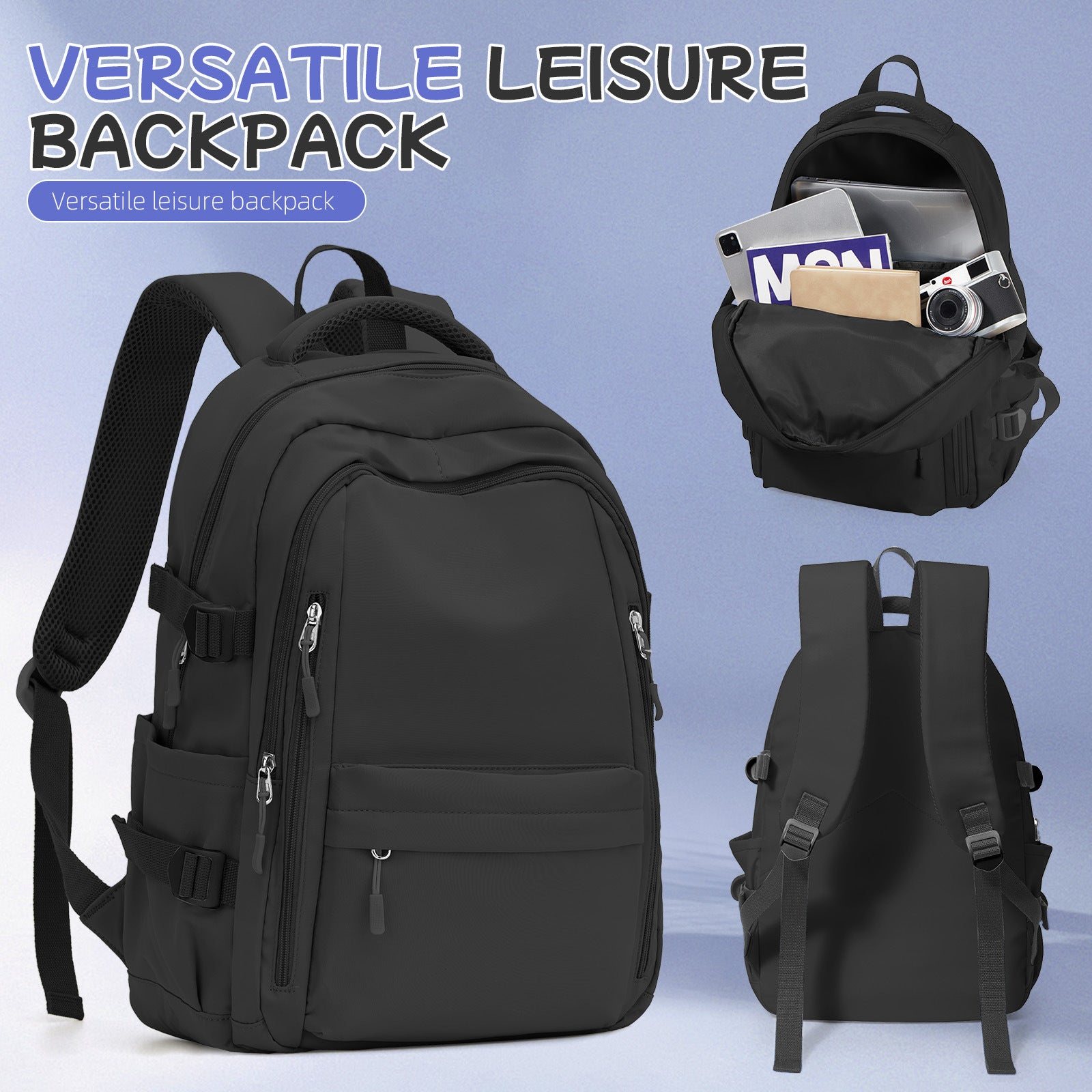 Simple Versatile Nylon Large-capacity Travel Backpack