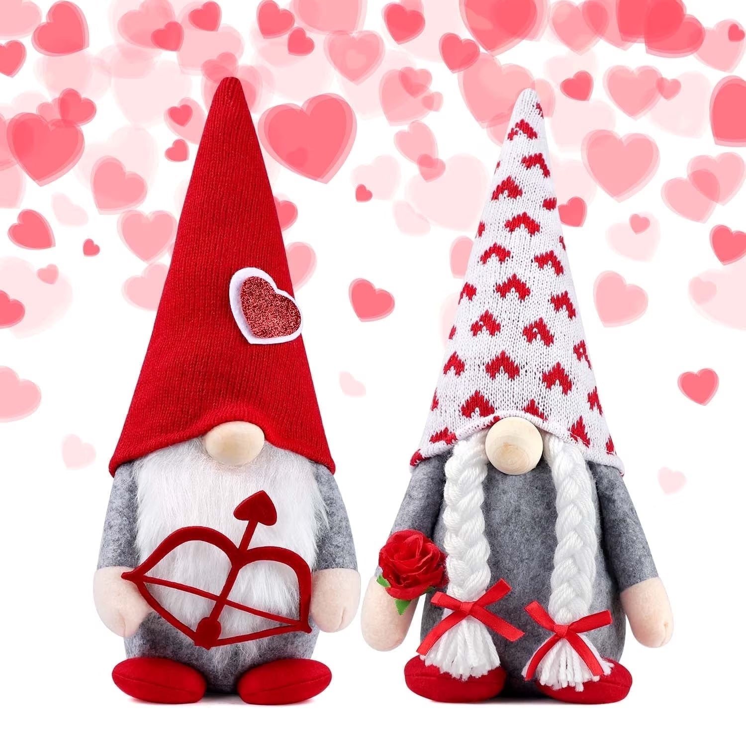 Valentine's Day Plush Gnome Decor Set — 2 Pieces