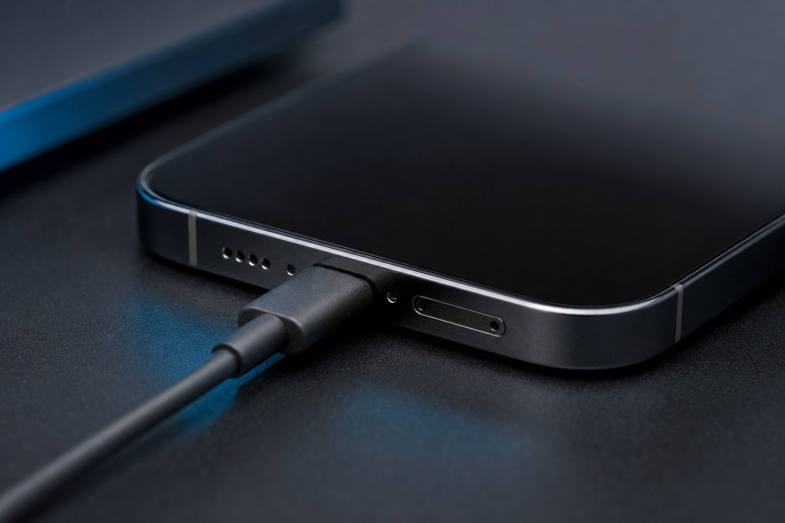 USB-C cable seated in a phone charging port