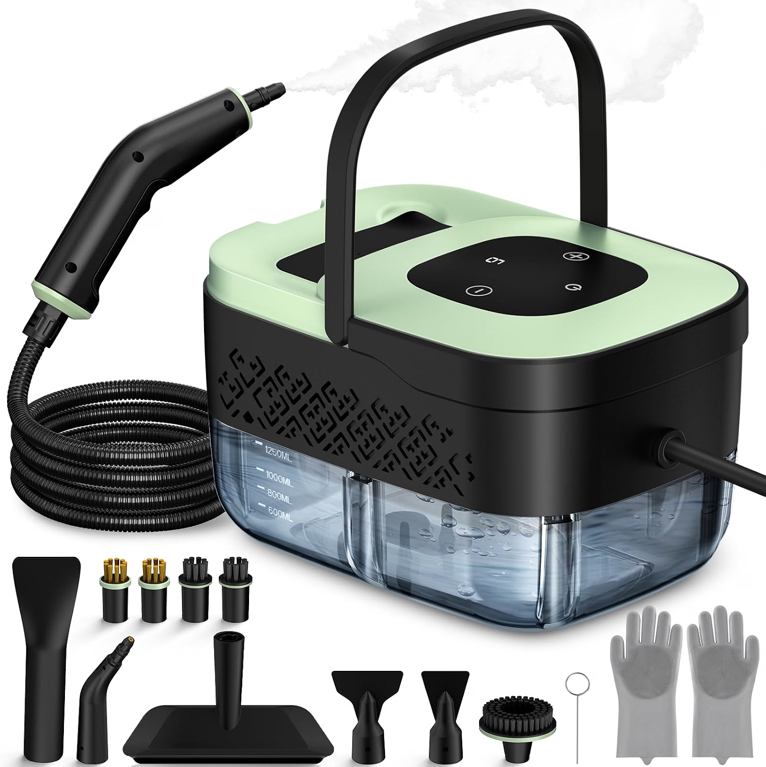 Portable steam cleaner with car detailing accessories