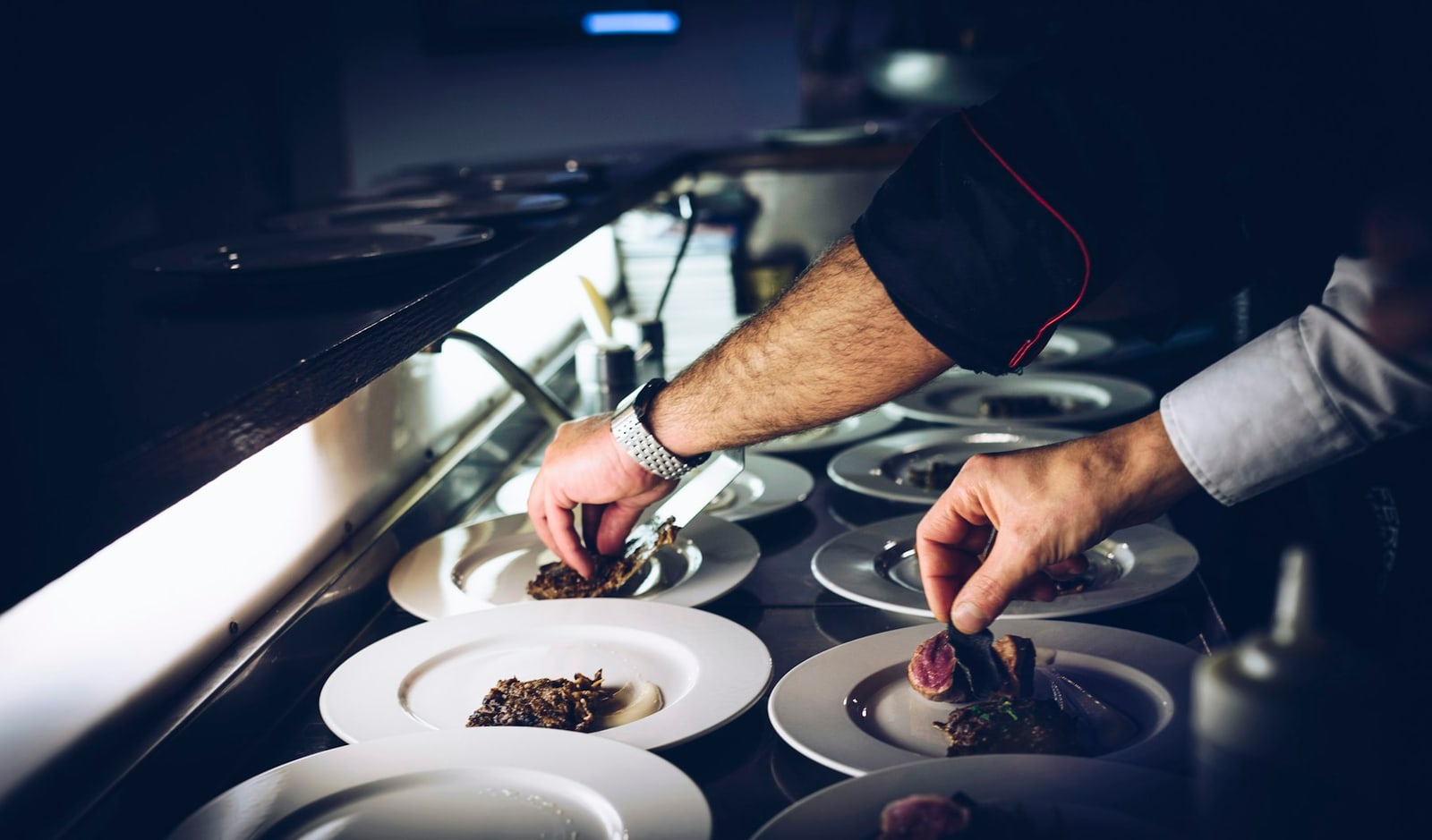 Restaurant plates ready for pickup at the pass